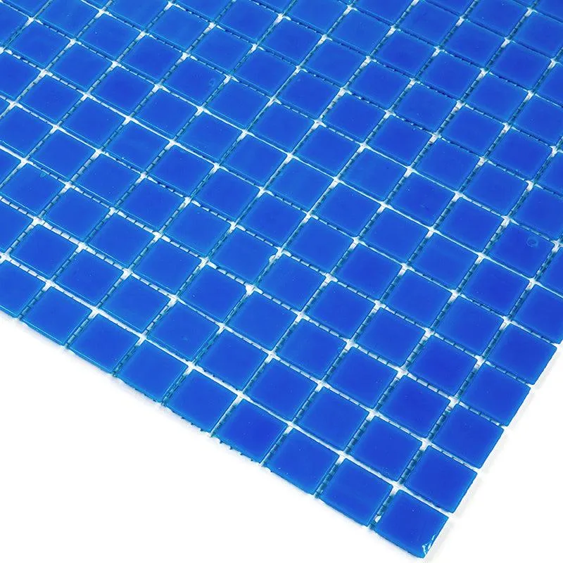 Bright Cobalt Blue Squares Glass Pool Tile