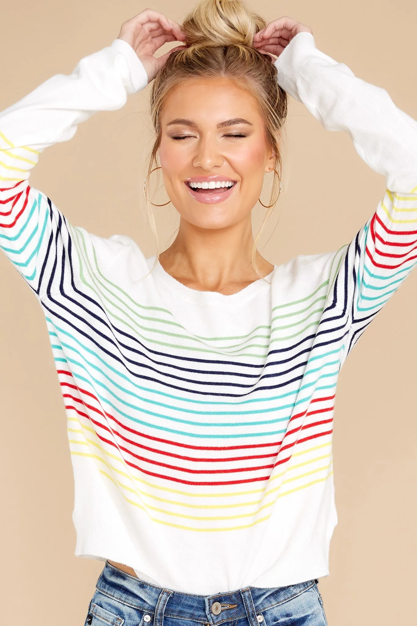 Brightest Days White Multi Stripe Top