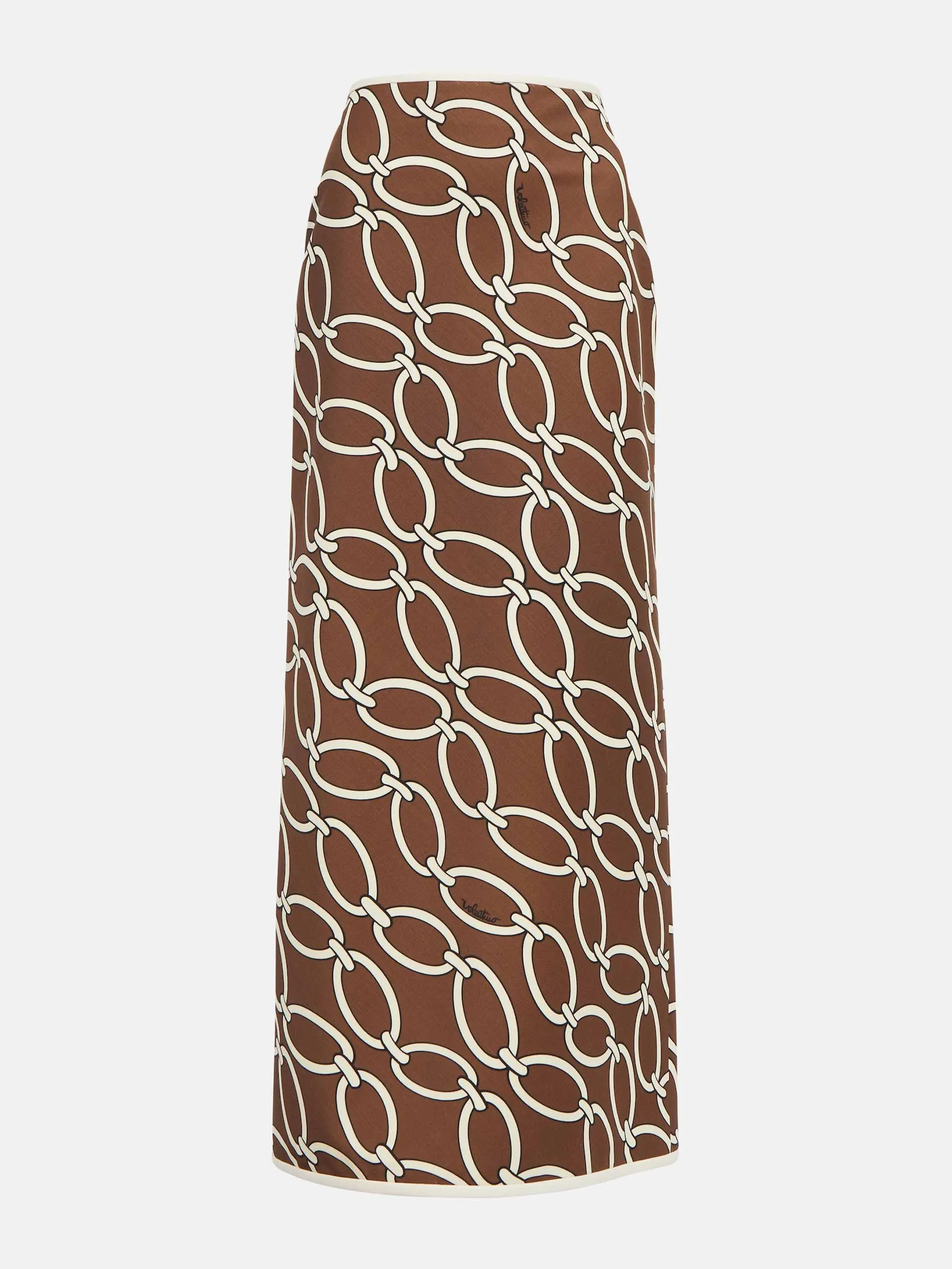 Brown chain-print maxi skiry