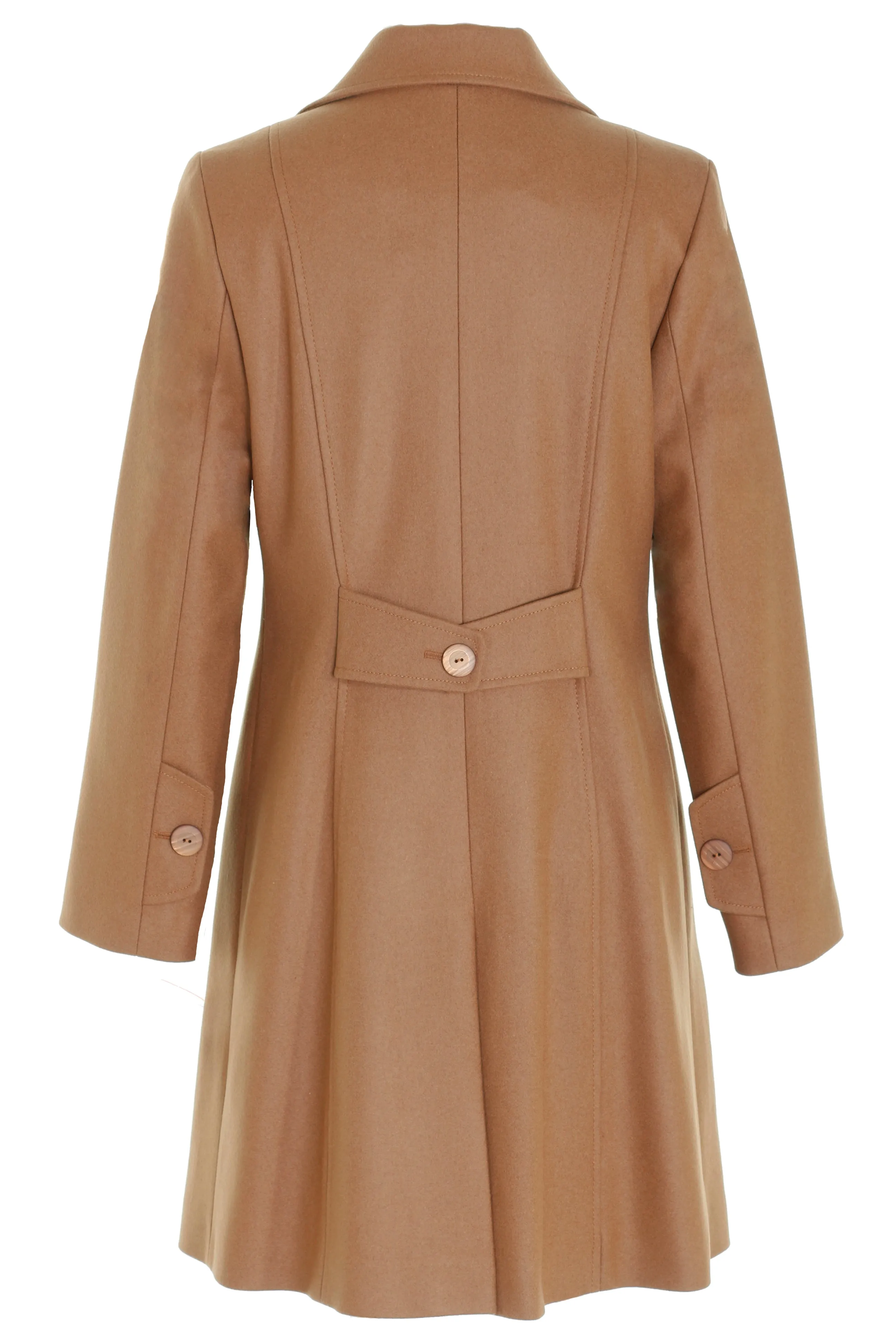 Busy Clothing Womens 3/4 Wool Blend Dark Camel Coat