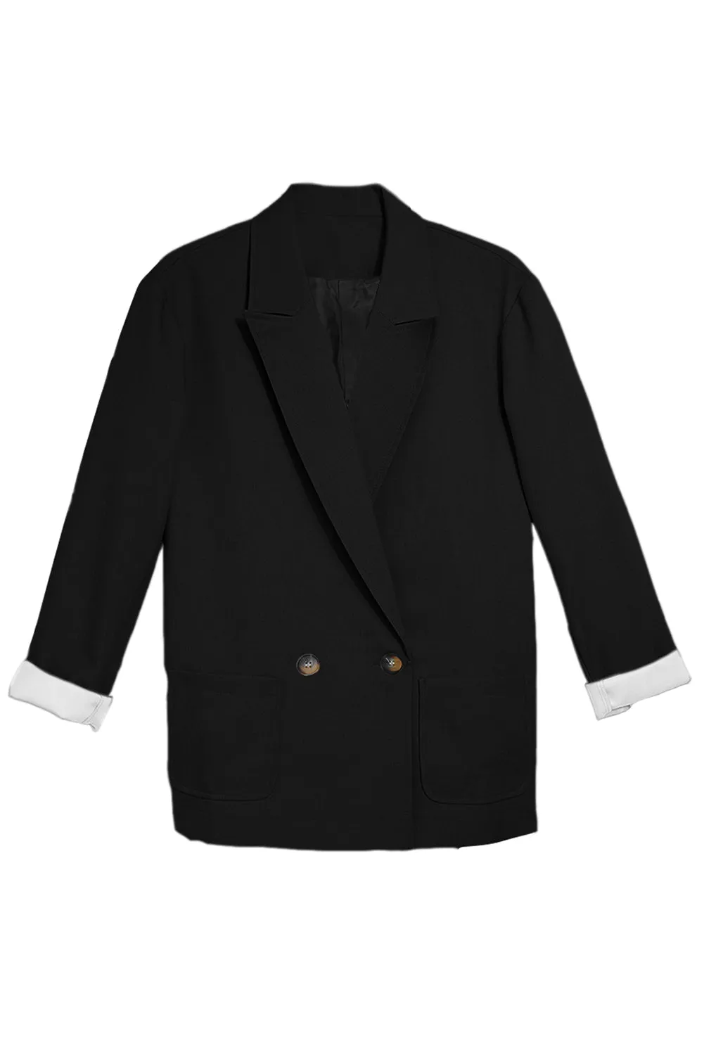 Buttoned Lapel Collar Blazer With Pocket