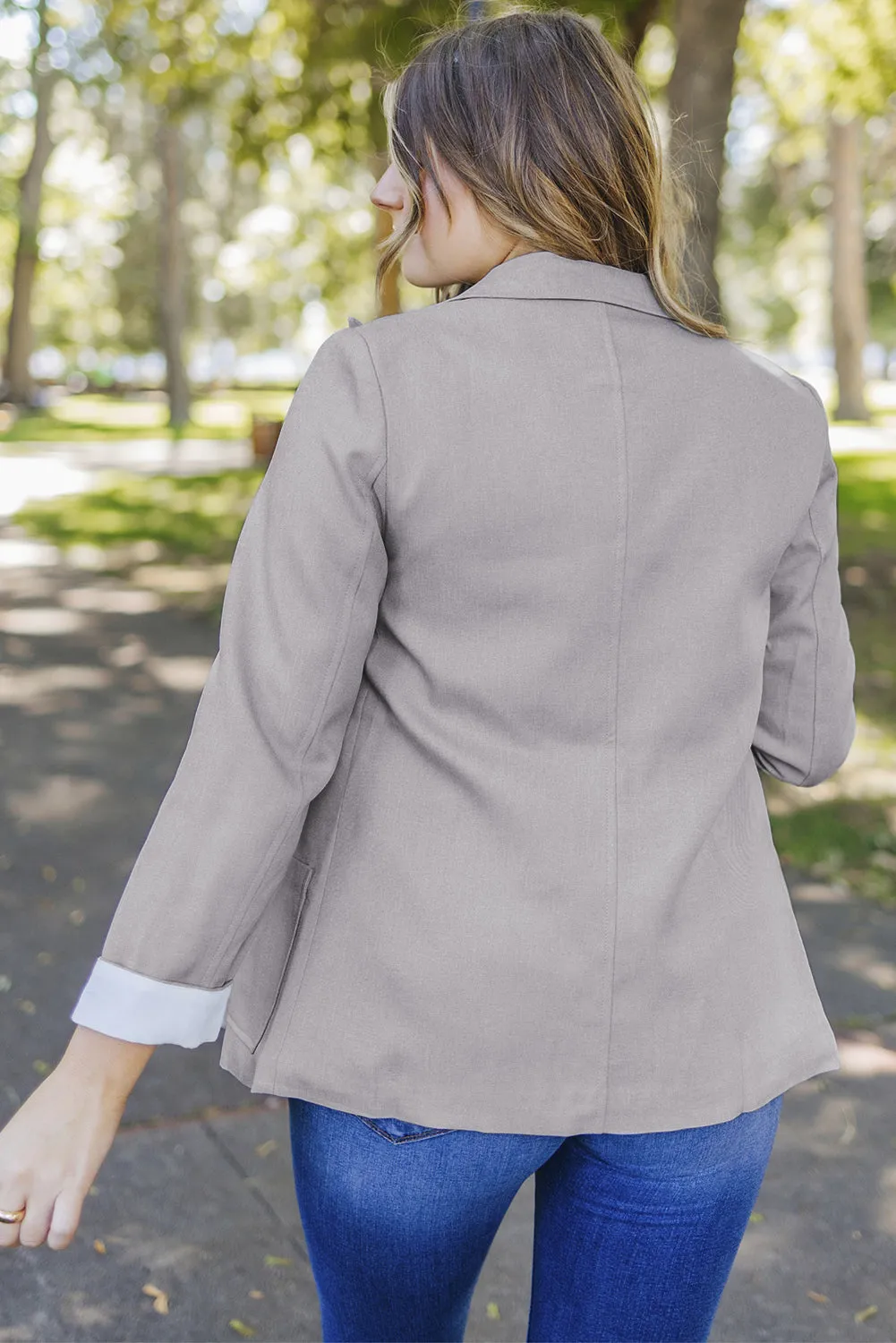 Buttoned Lapel Collar Blazer With Pocket