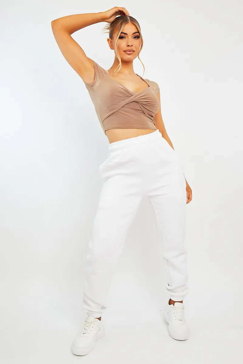 Camel Slinky Twist Front Crop Top - Diane