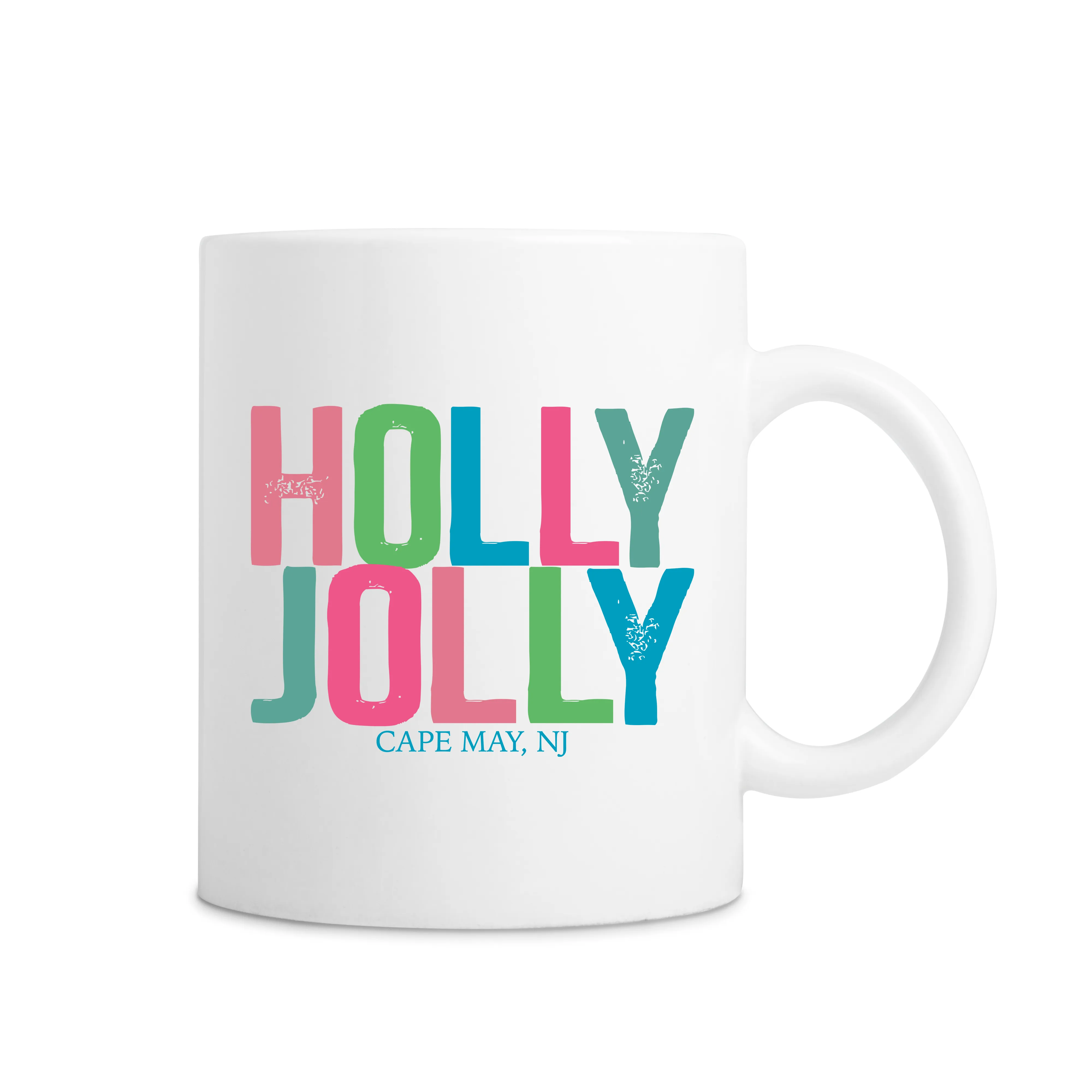 Cape May Colorful Holly Jolly Mug - White