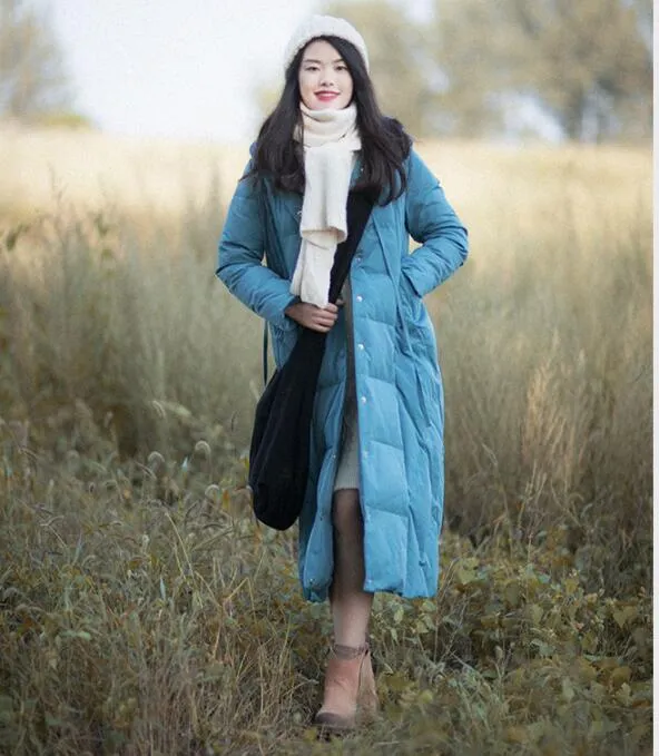 Casual Winter Women Coat Long Hooded Large Pocket Down Jacket