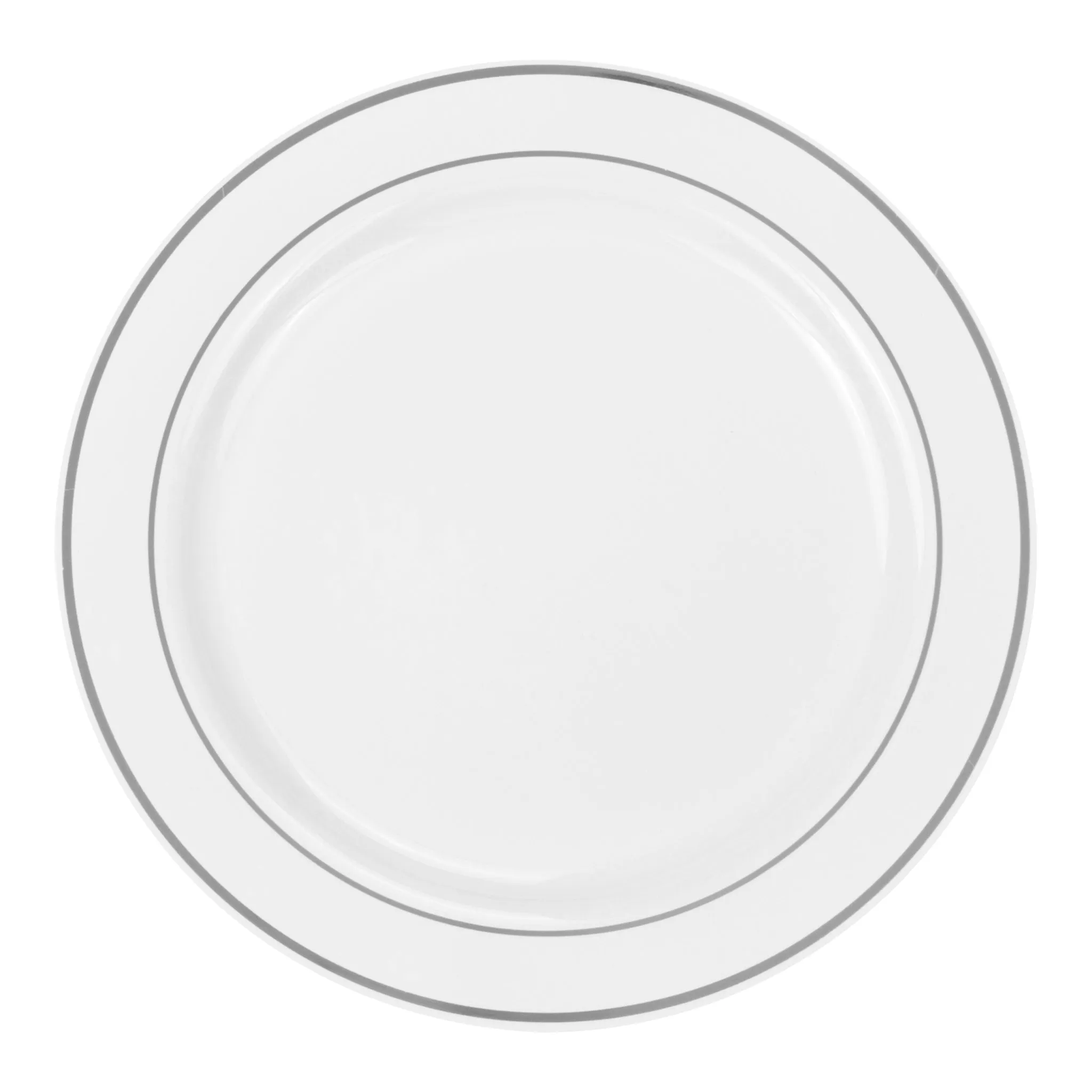 Classic Disposable Plastic Plates 40 pcs Combo Pack - White Silver-Trimmed