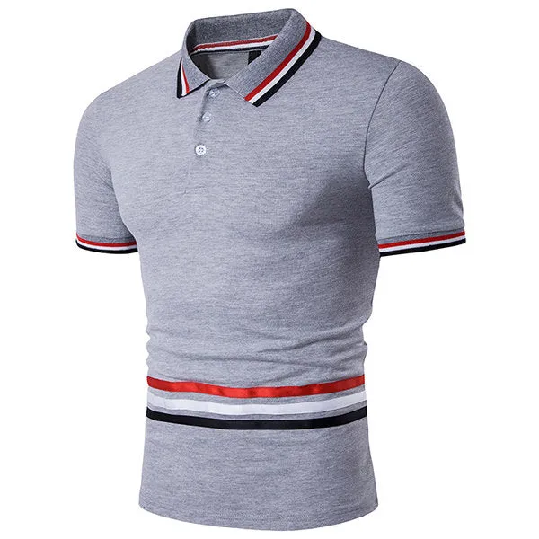 Collar Slim Fit Casual Polo Shirts Short Sleeve Turn-down