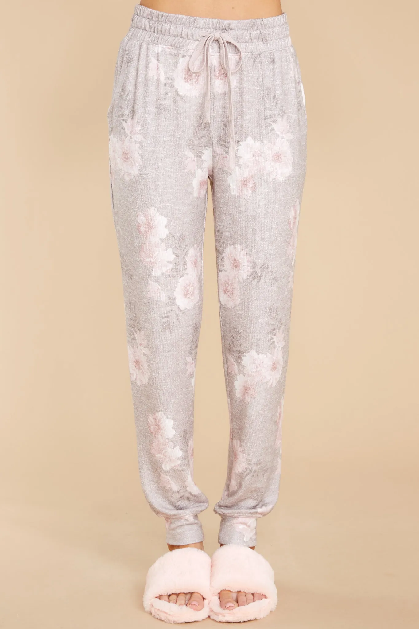 Comfy Taupe Ash Floral Jogger