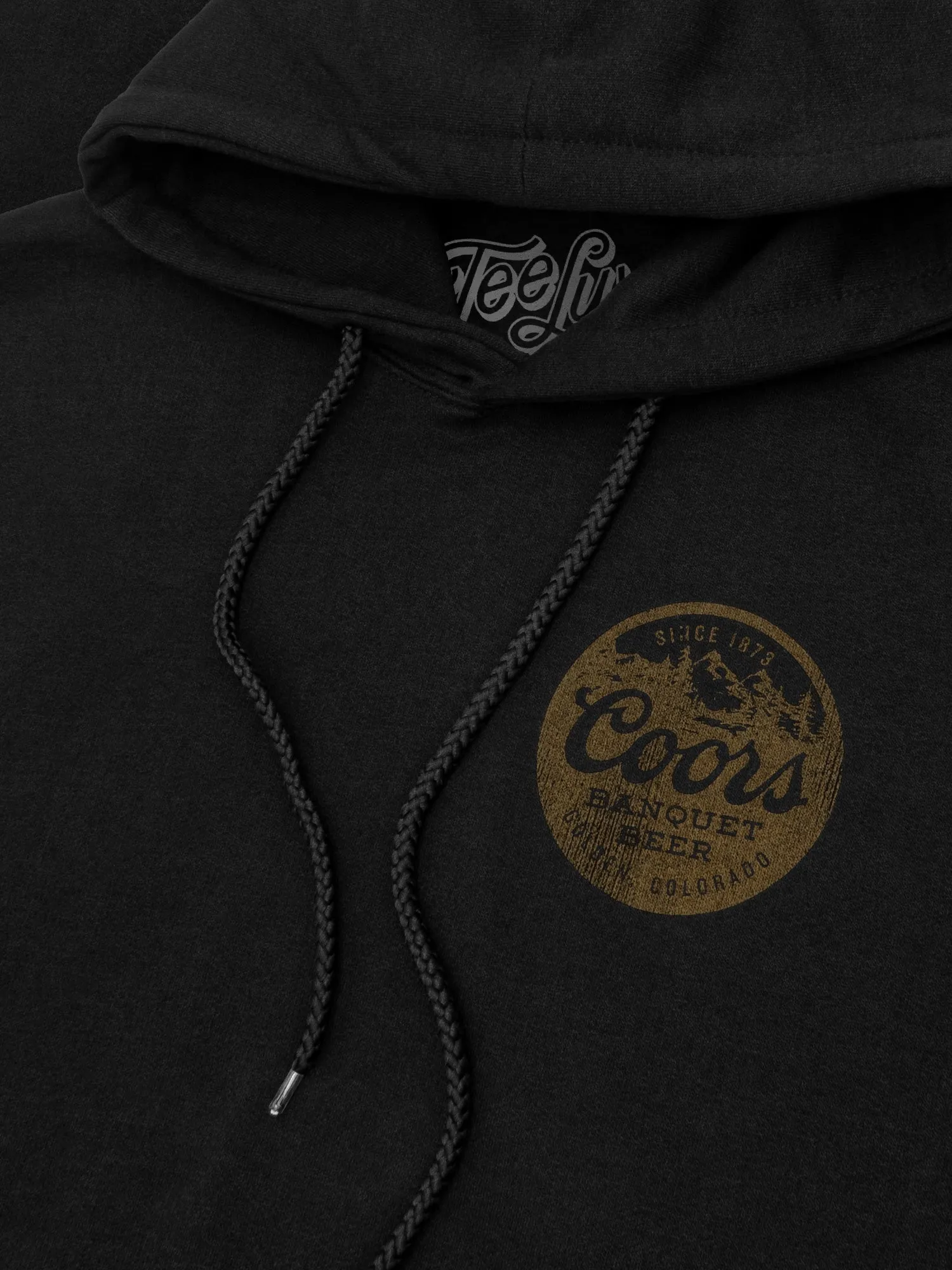 Coors Banquet Beer Double Sided with Sleeve Print Hooded Sweatshirt - Black