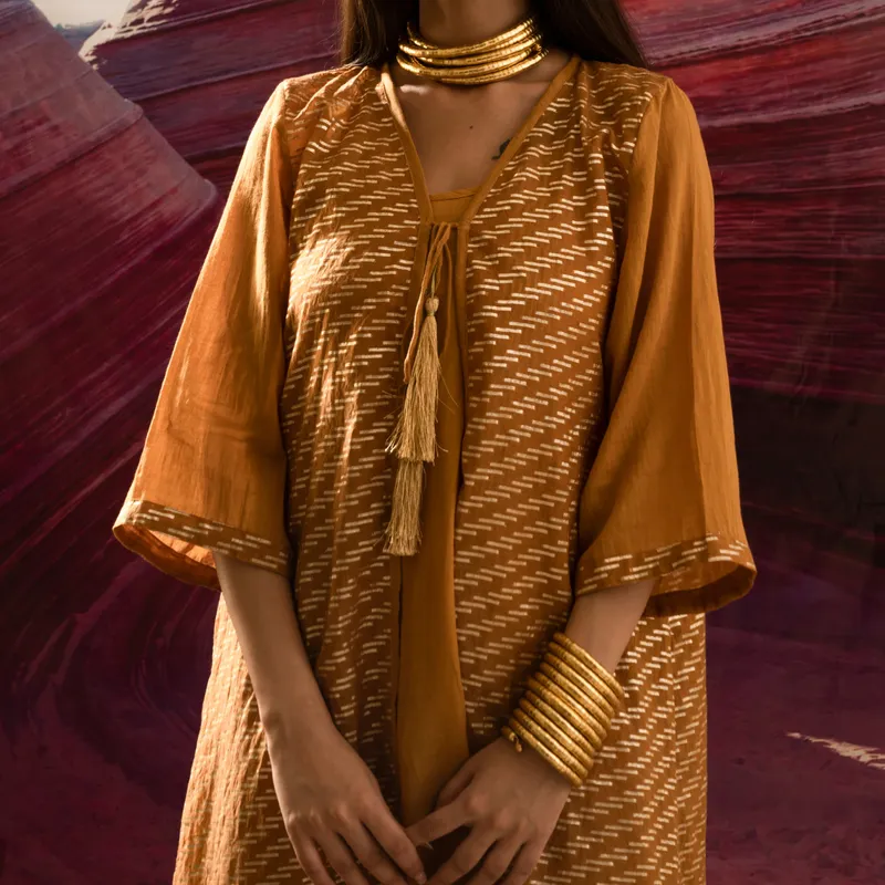 Cotton Shrug for Women | Mustard & Gold