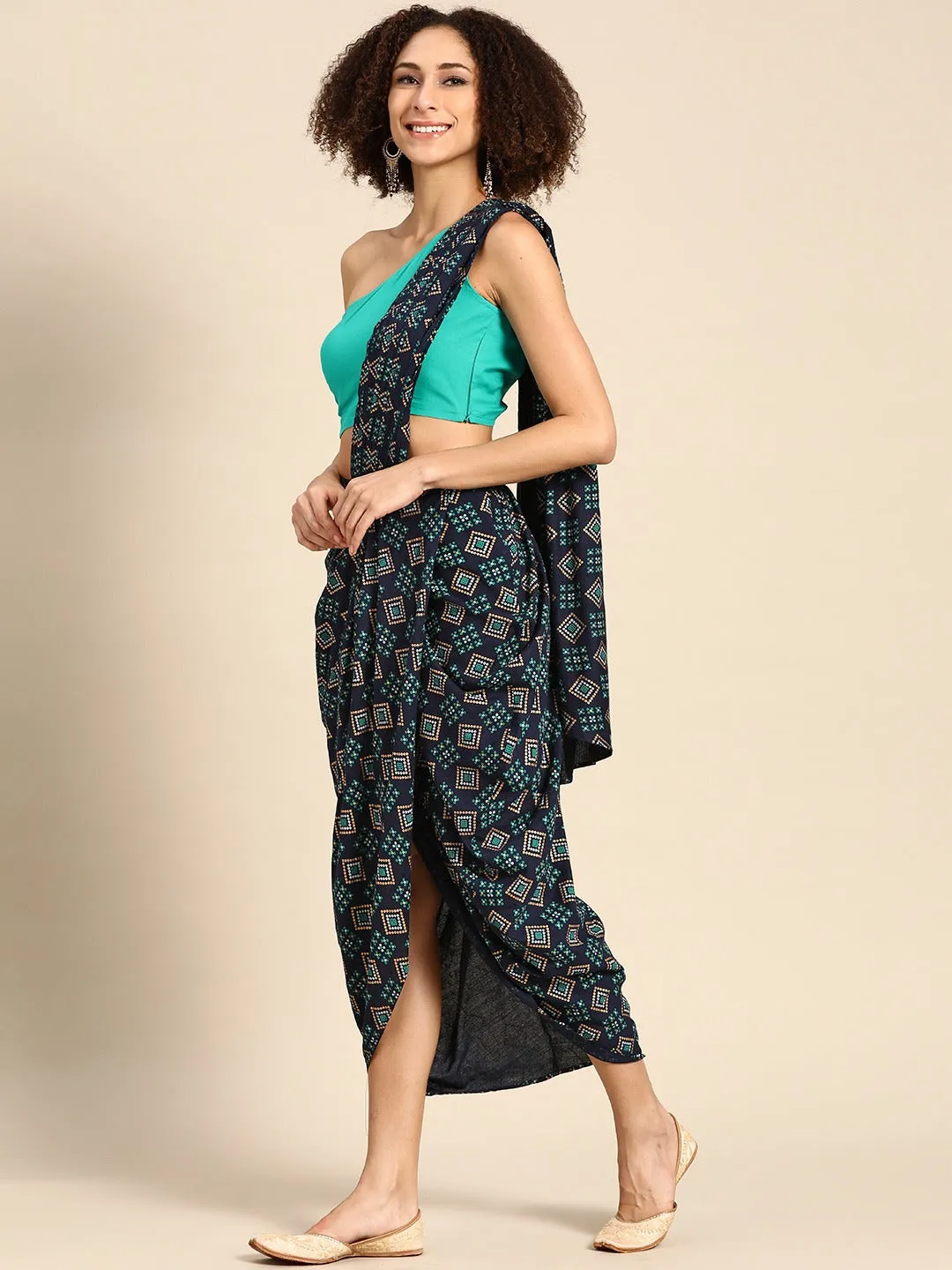 Cowl Skirt with dupatta drape and blouse