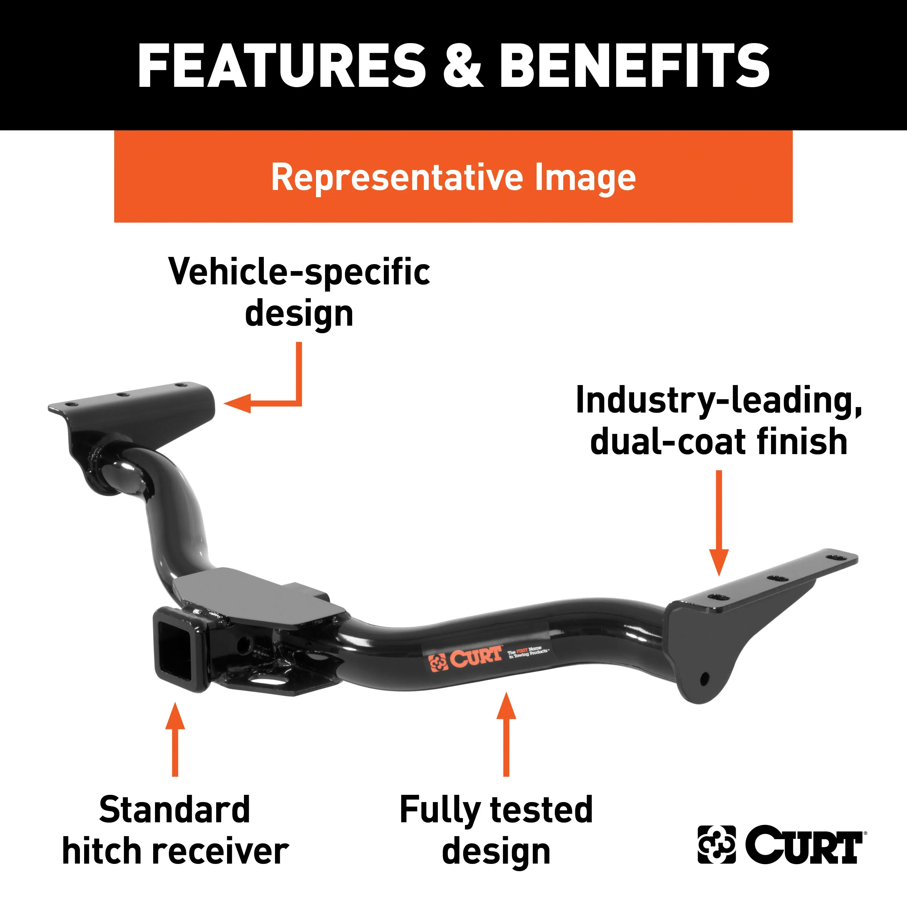 CURT 13020 Class 3 Hitch; 2in. Receiver; Select Blazer; Jimmy; Bravada (Square Tube Frame)