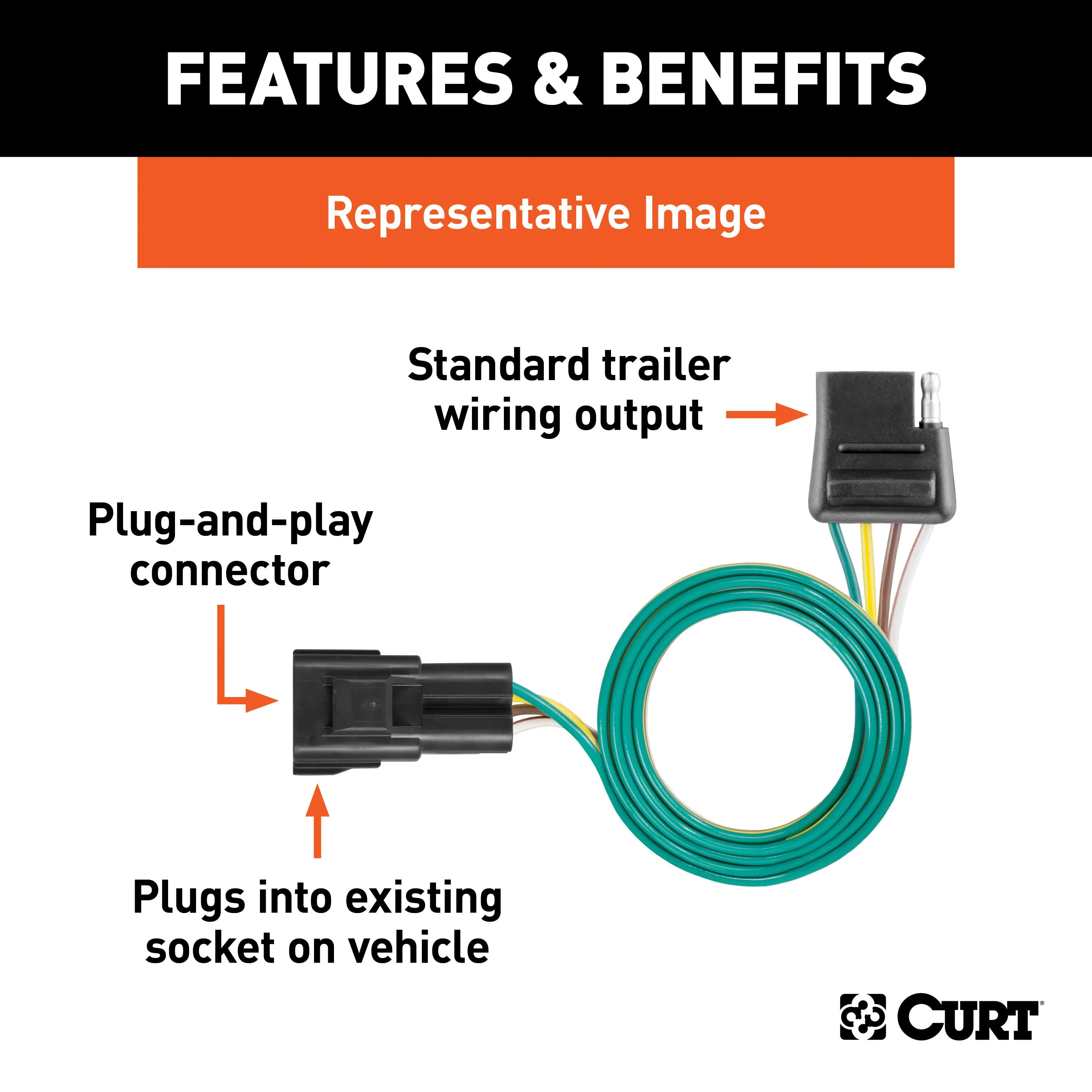 CURT 55411 Custom Wiring; 4-Way Flat; Select Astro; Blazer; Bravada; Jimmy; Safari