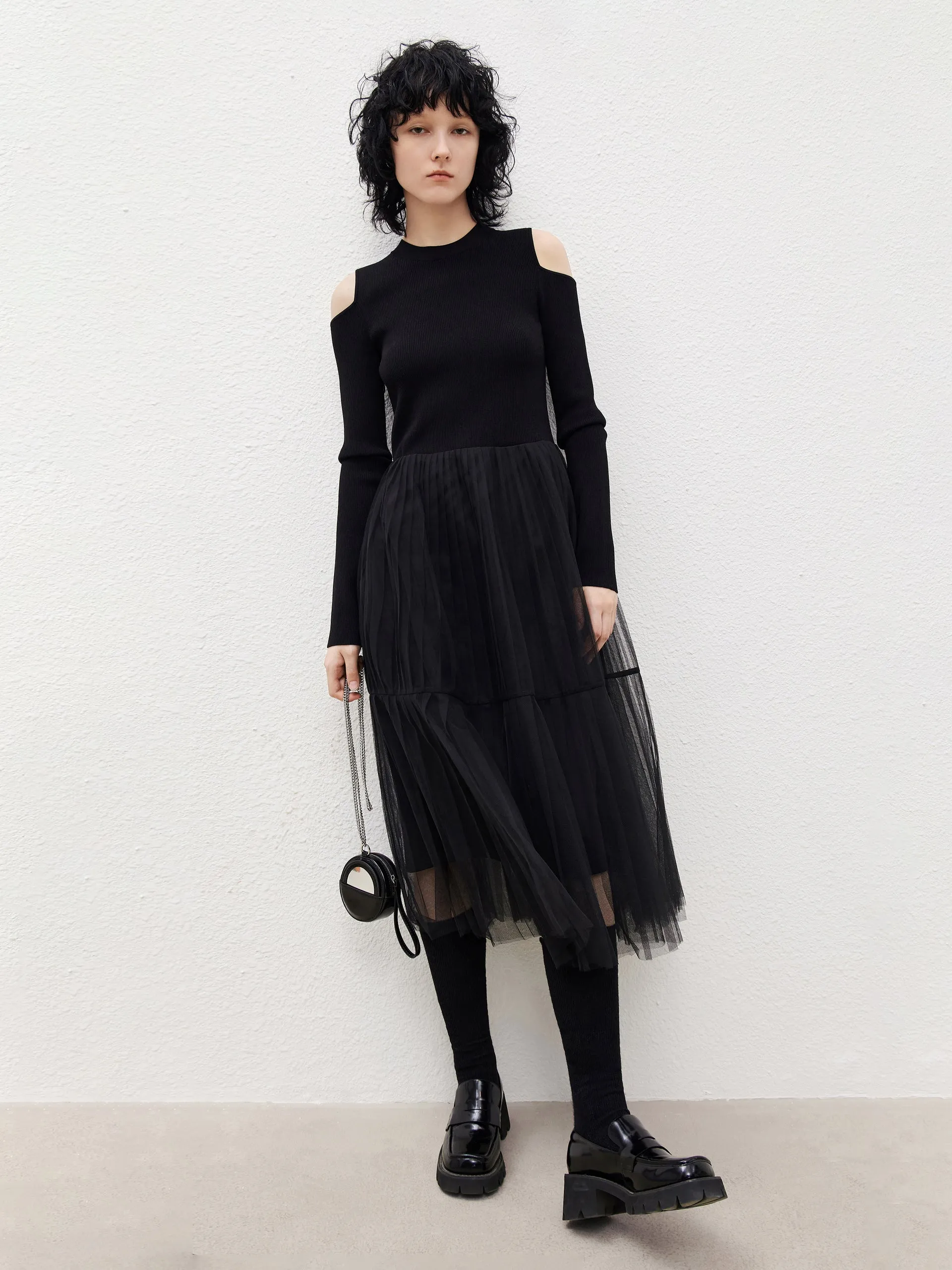 Cut Shoulder Knit Dress