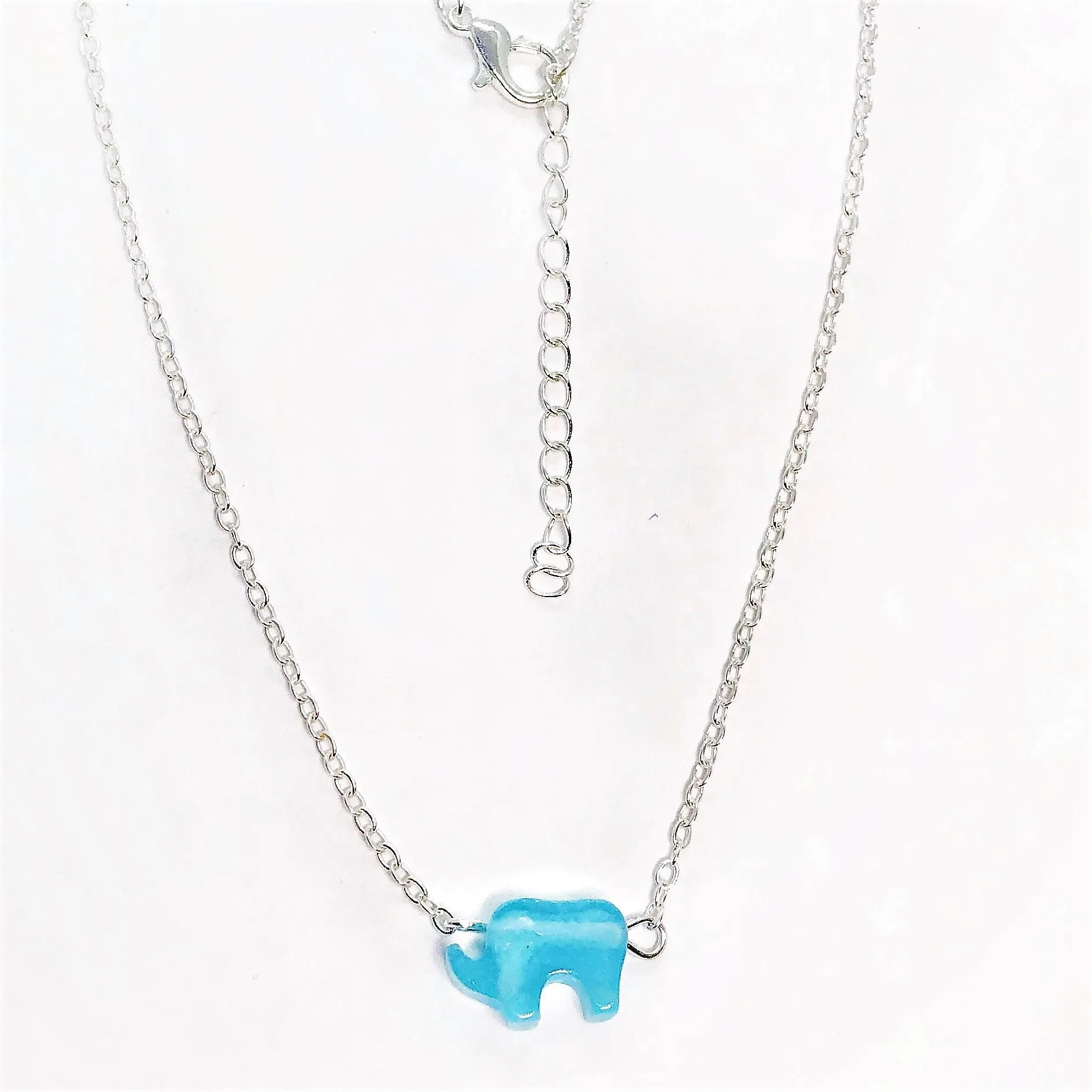 Dainty Chic Elephant Shape Aqua Necklace Special Occasion & Everyday Wear for Women