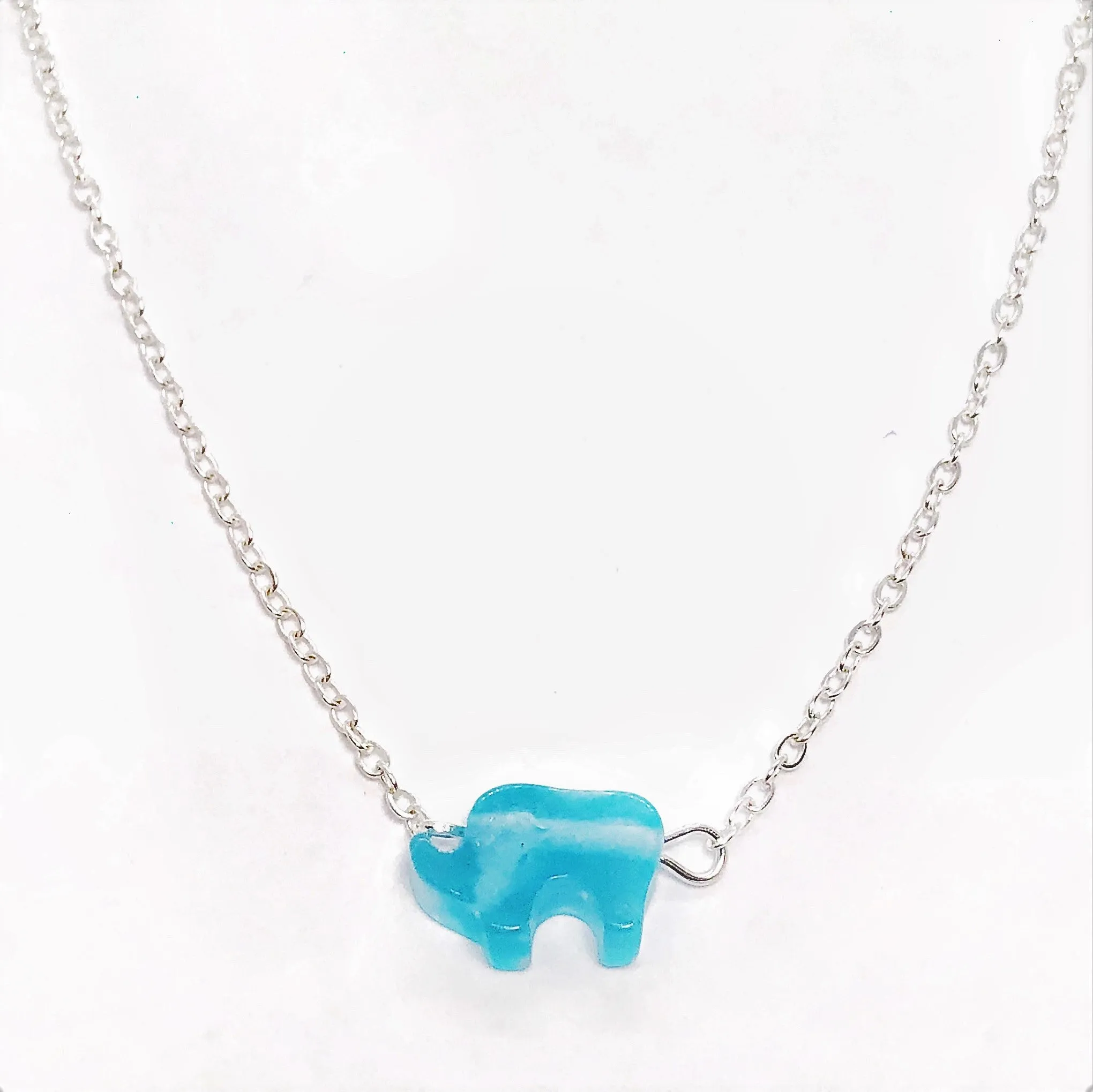 Dainty Chic Elephant Shape Aqua Necklace Special Occasion & Everyday Wear for Women