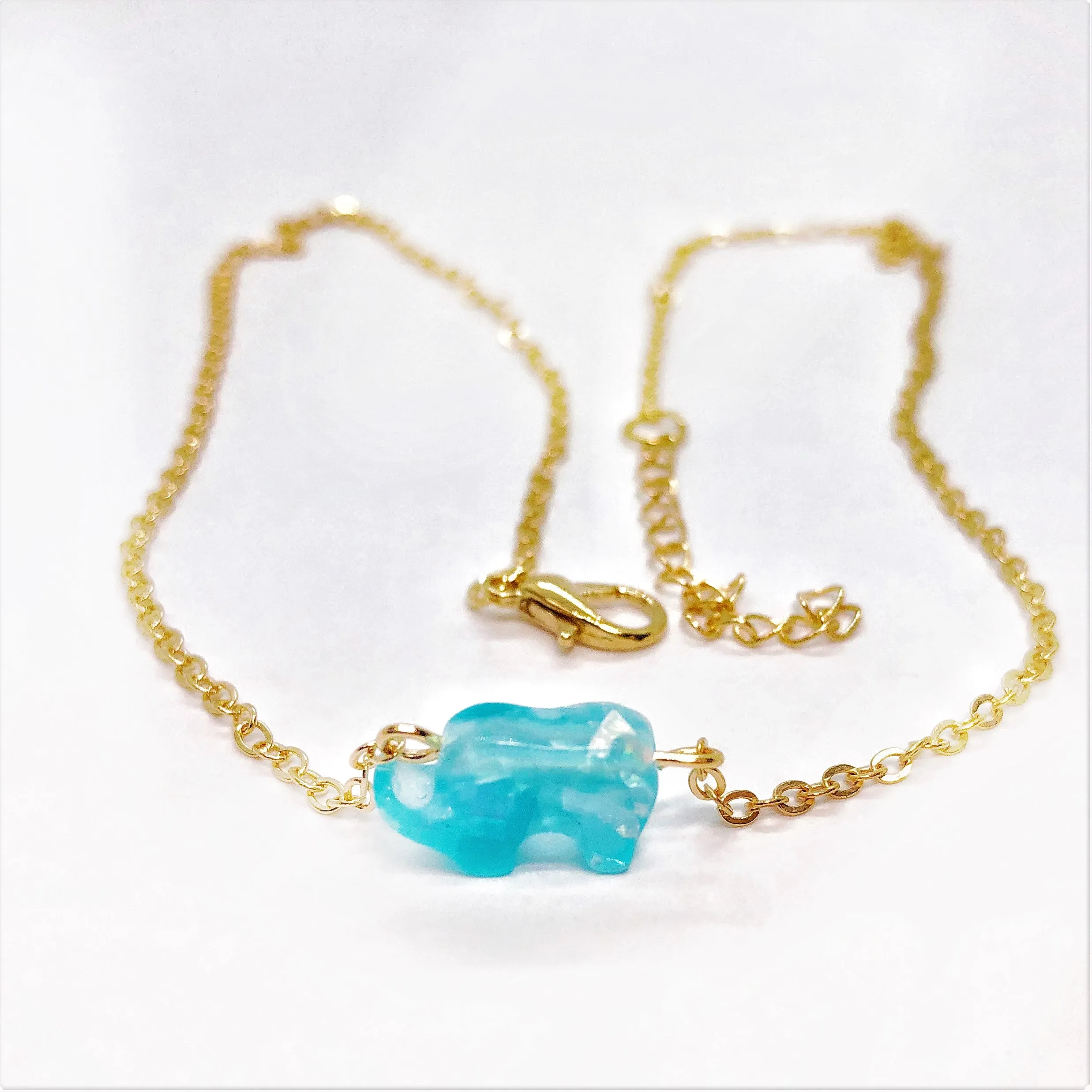 Dainty Chic Elephant Shape Aqua Necklace Special Occasion & Everyday Wear for Women