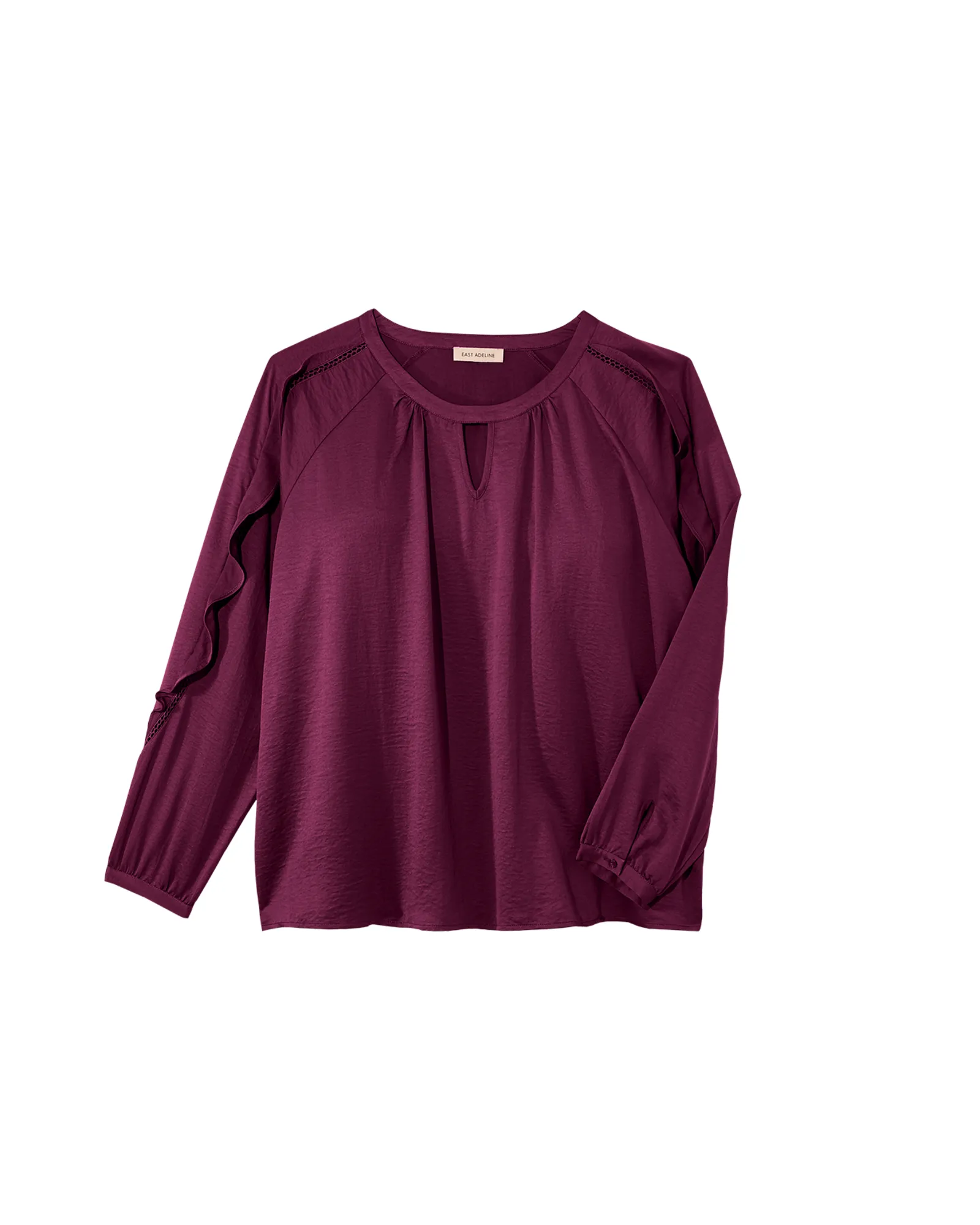 Dharma Long Ruffle Sleeve Blouse with Keyhole | Purple