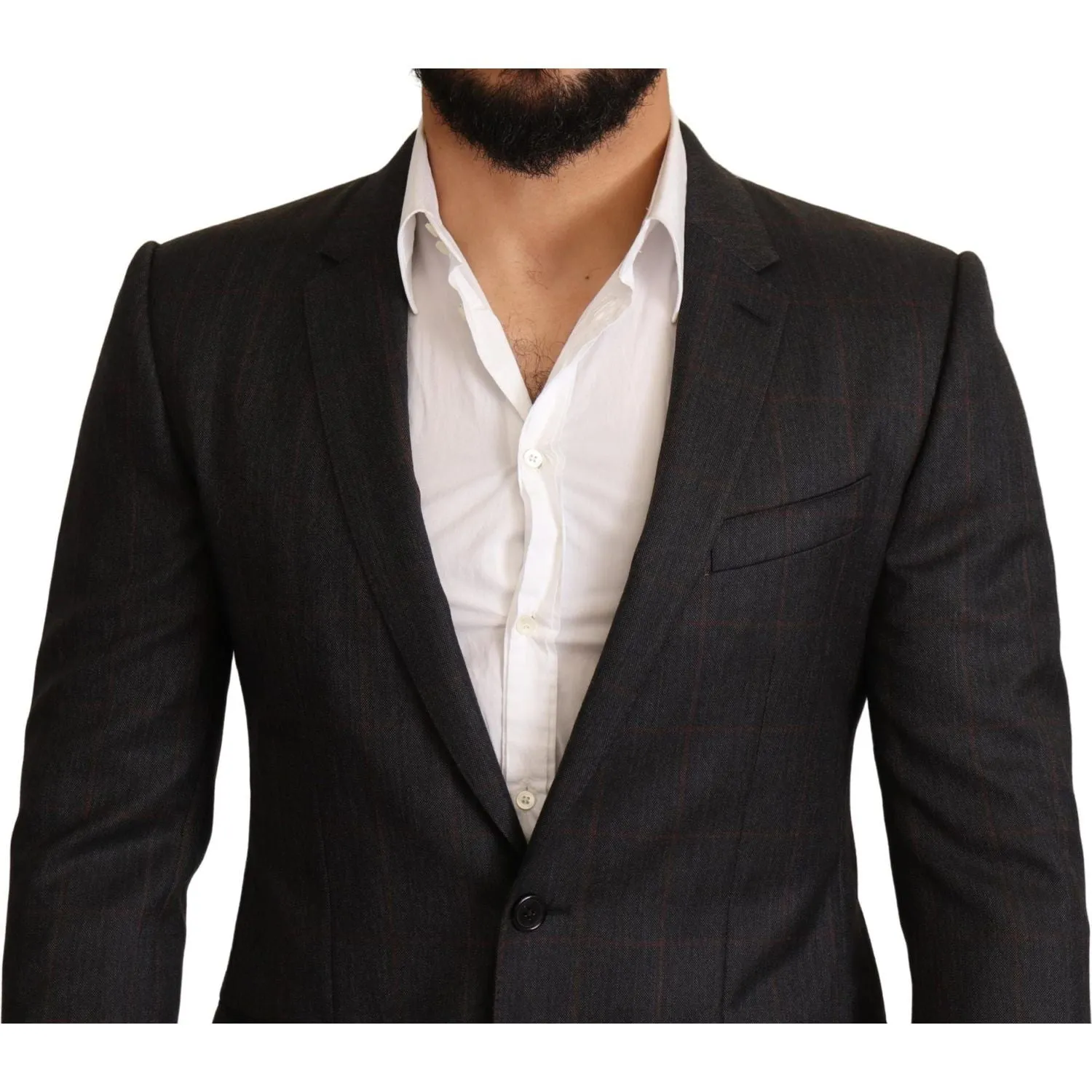 Dolce & Gabbana Elegant Gray Check Martini Blazer