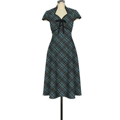 Dolly Swing Dress in Teal Plaid