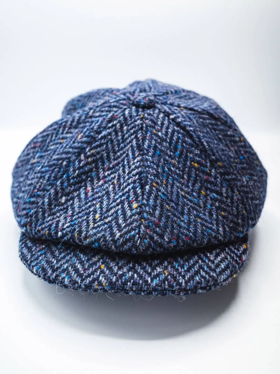 Donegal Herringbone Tweed Newsboy Cap - Blue