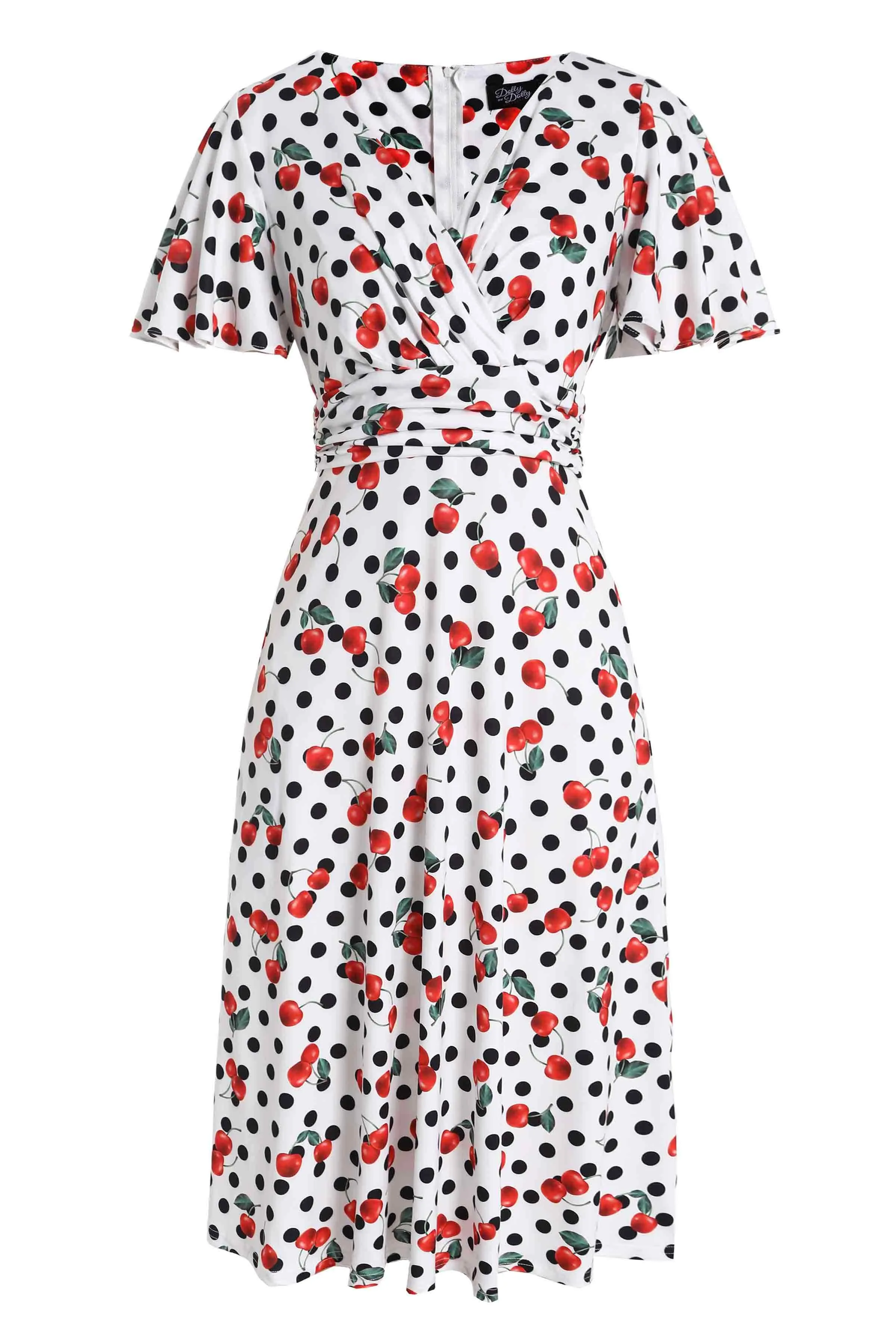 Donna Retro Cherry Polka Dot Dress