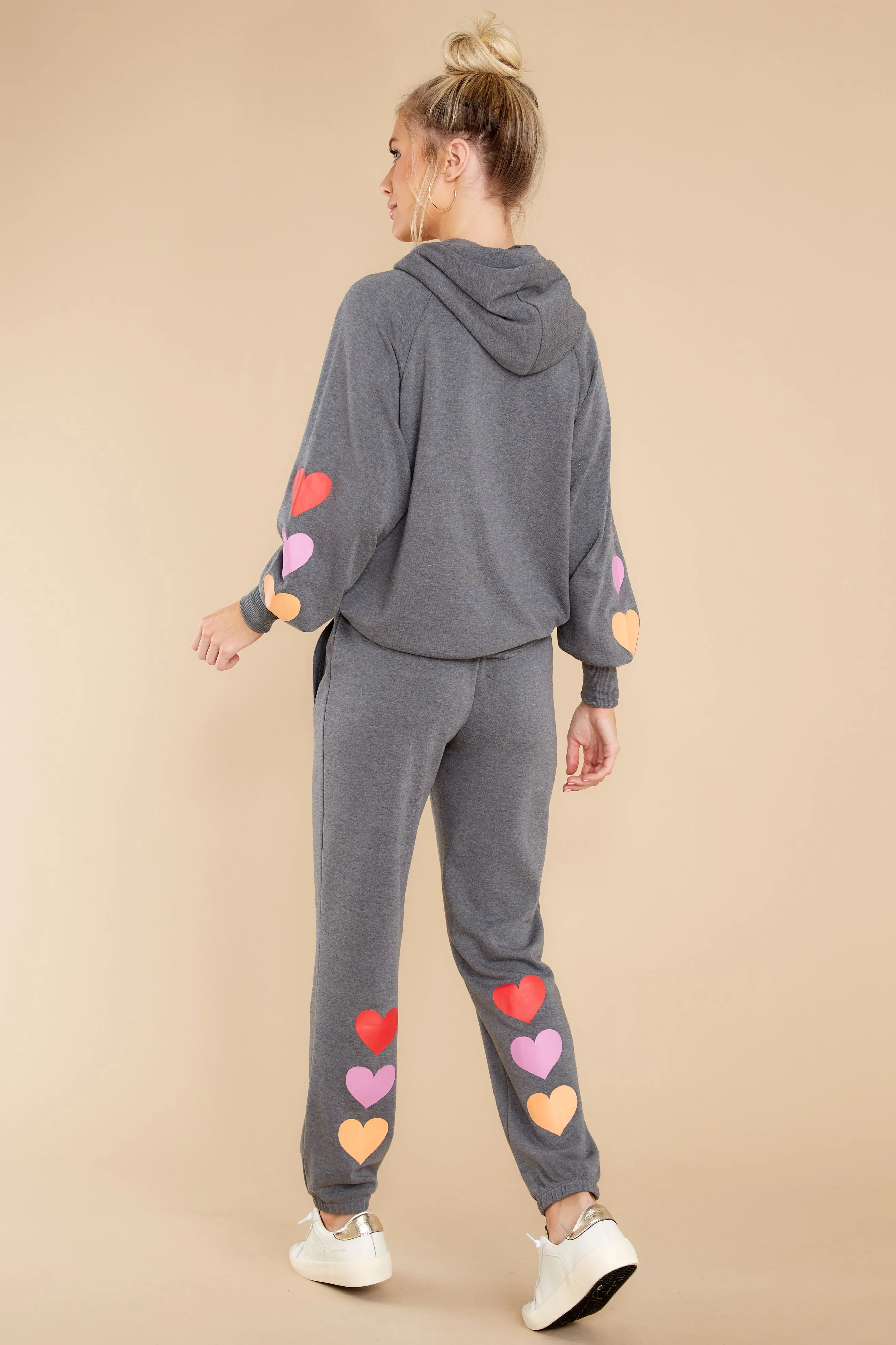 Dream Chaser Grey Heart Print Joggers