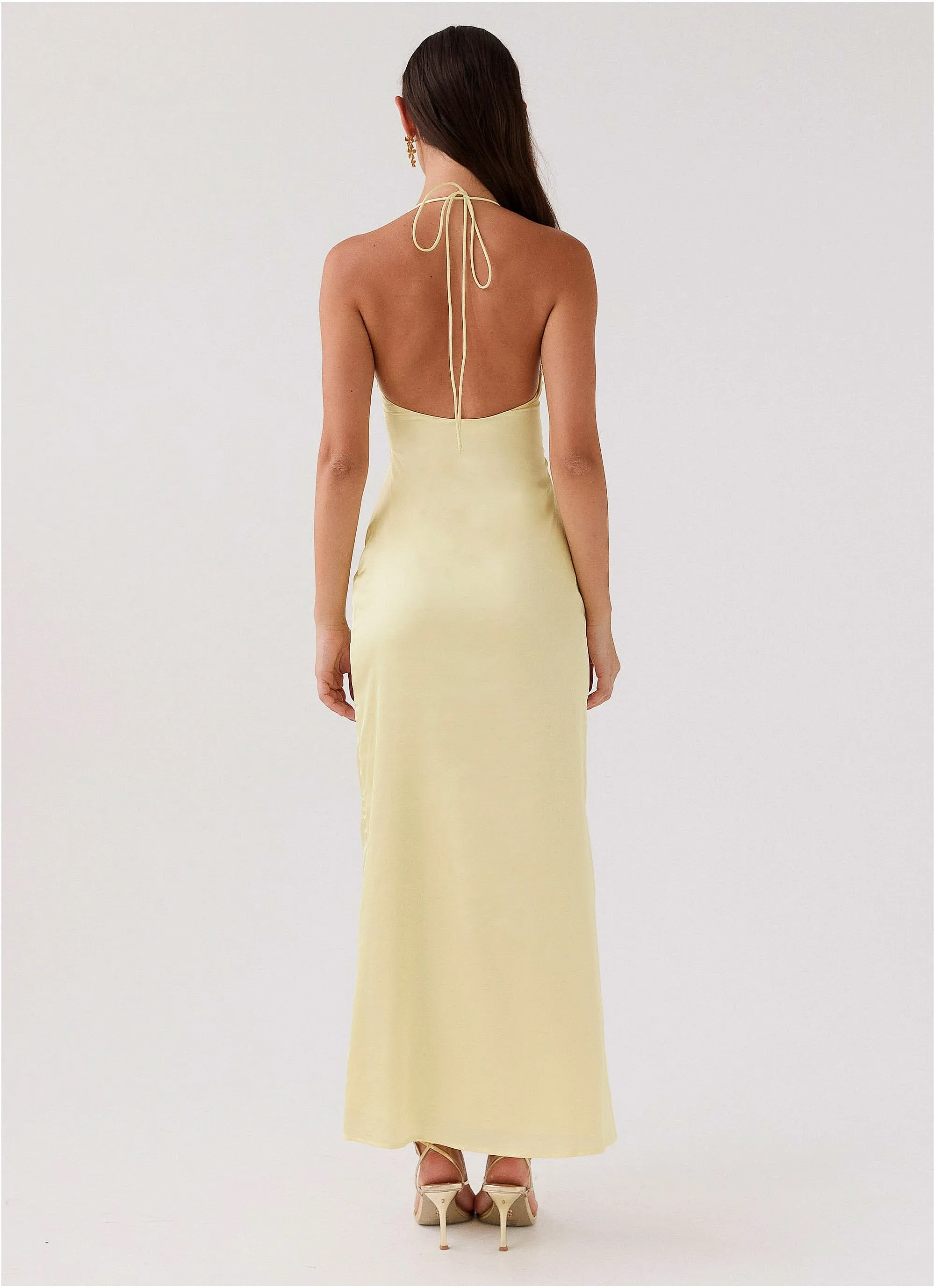 Dream Sight Lace Satin Maxi Dress - Lemon