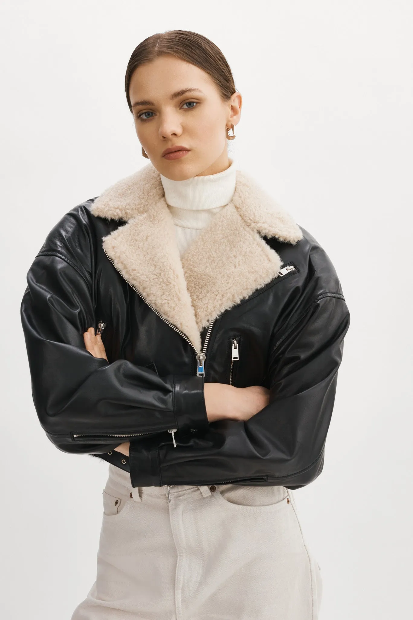 DYLAN | 80's Sherpa Leather Biker Jacket