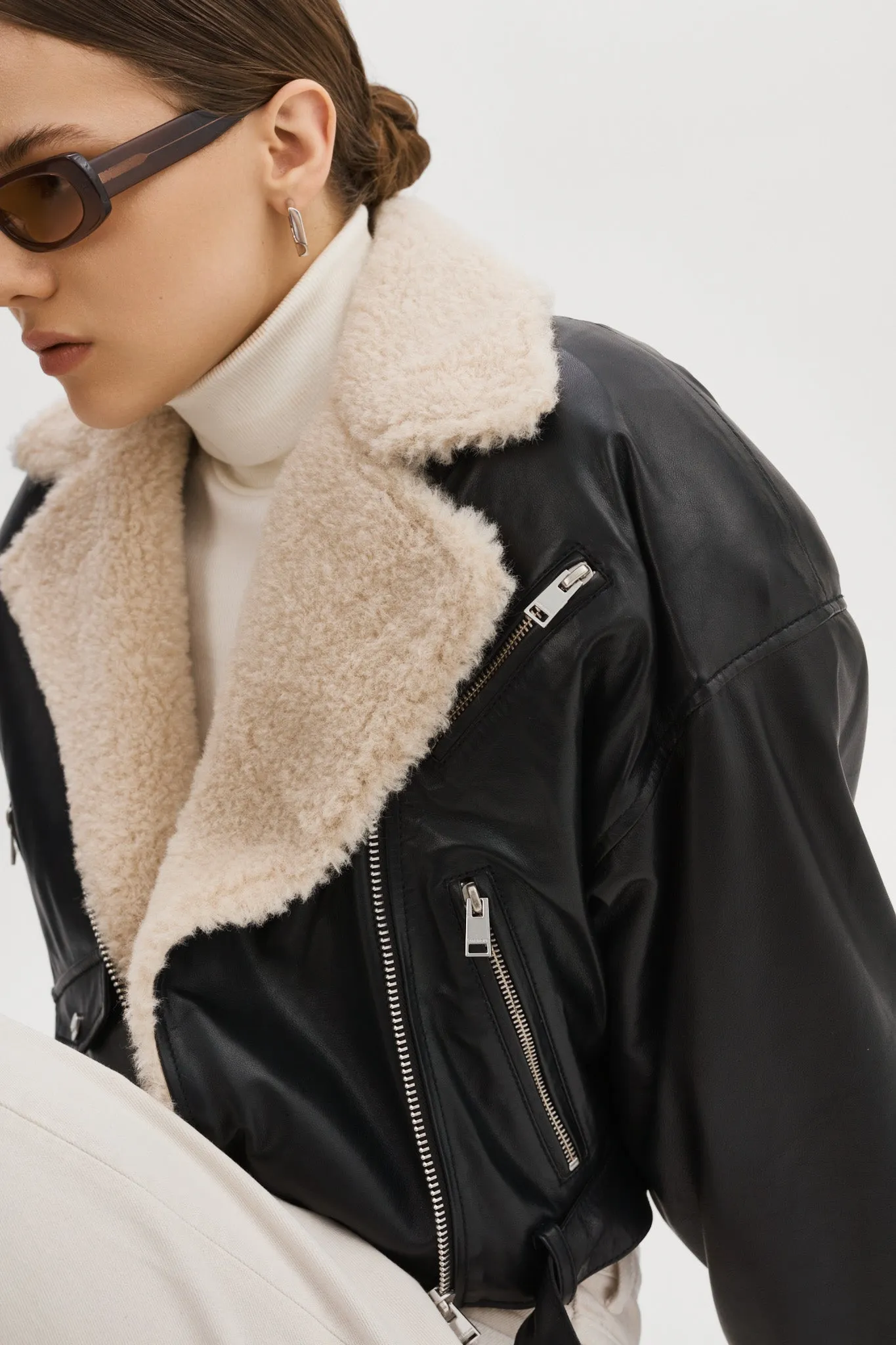 DYLAN | 80's Sherpa Leather Biker Jacket