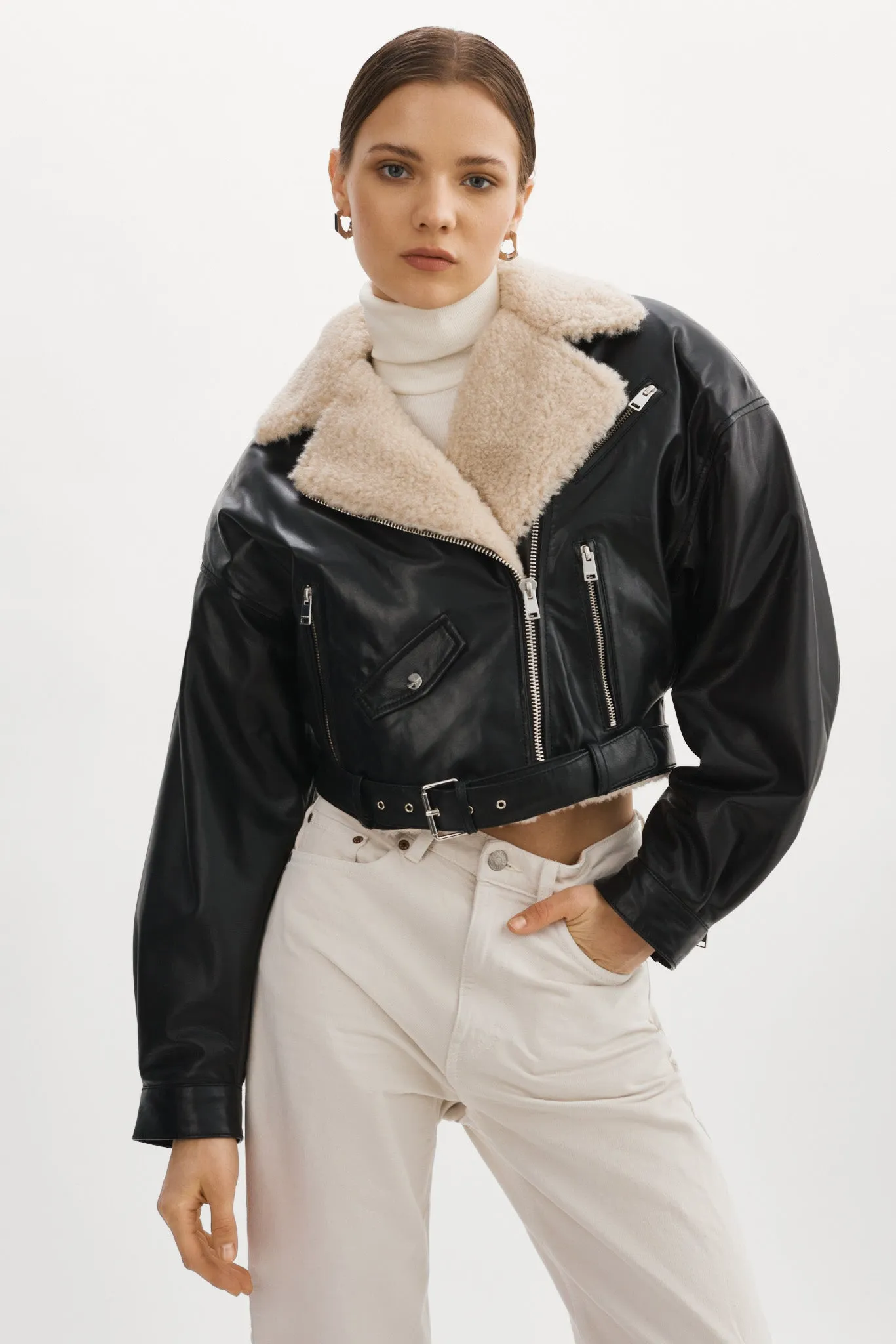 DYLAN | 80's Sherpa Leather Biker Jacket