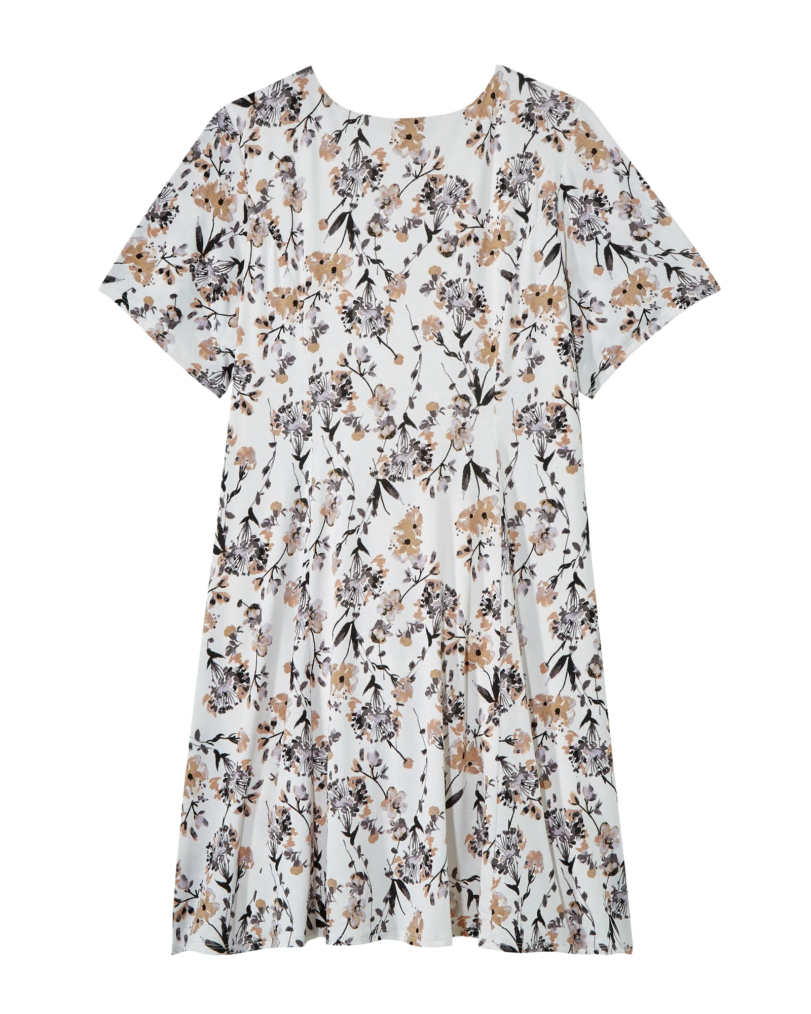 Eagan Button Detail Dress | White / Tan