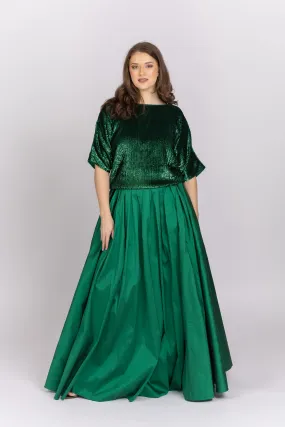 Emily Shalant Taffeta Ballgown Skirt in Emerald