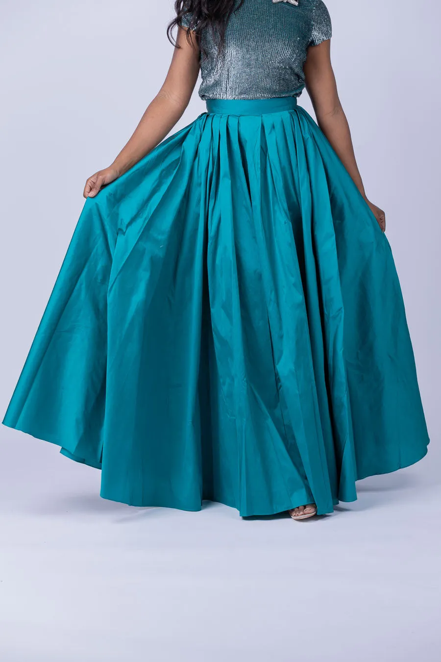 Emily Shalant Taffeta Ballgown Skirt Peacock