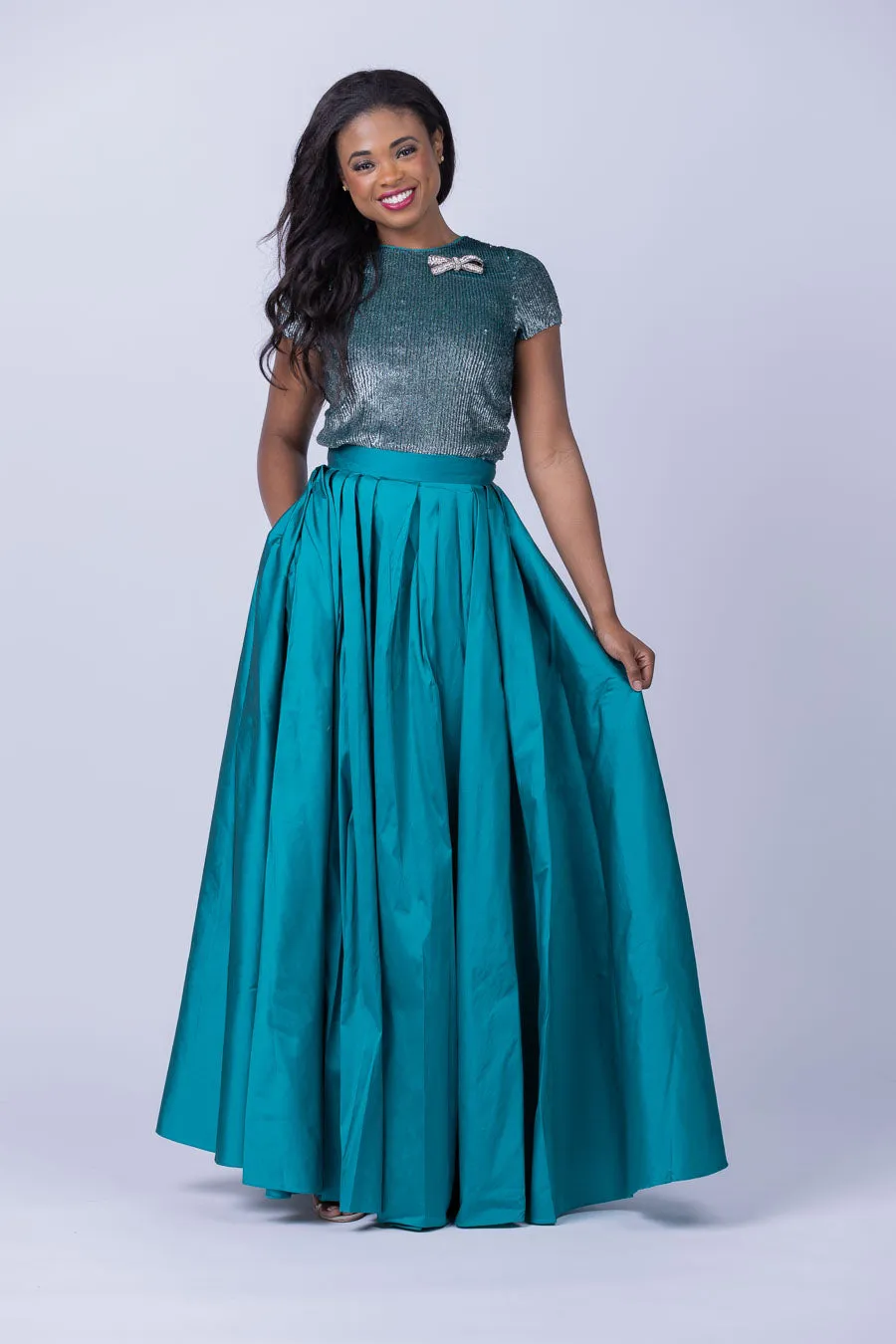 Emily Shalant Taffeta Ballgown Skirt Peacock