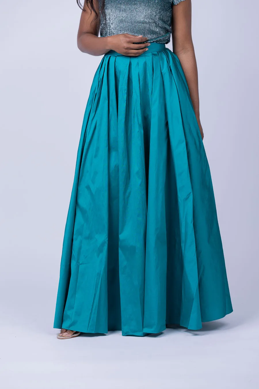 Emily Shalant Taffeta Ballgown Skirt Peacock