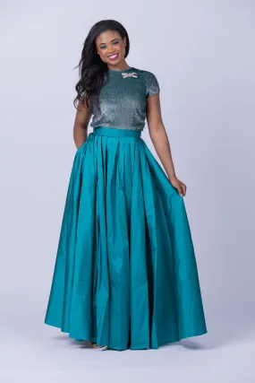 Emily Shalant Taffeta Ballgown Skirt Peacock