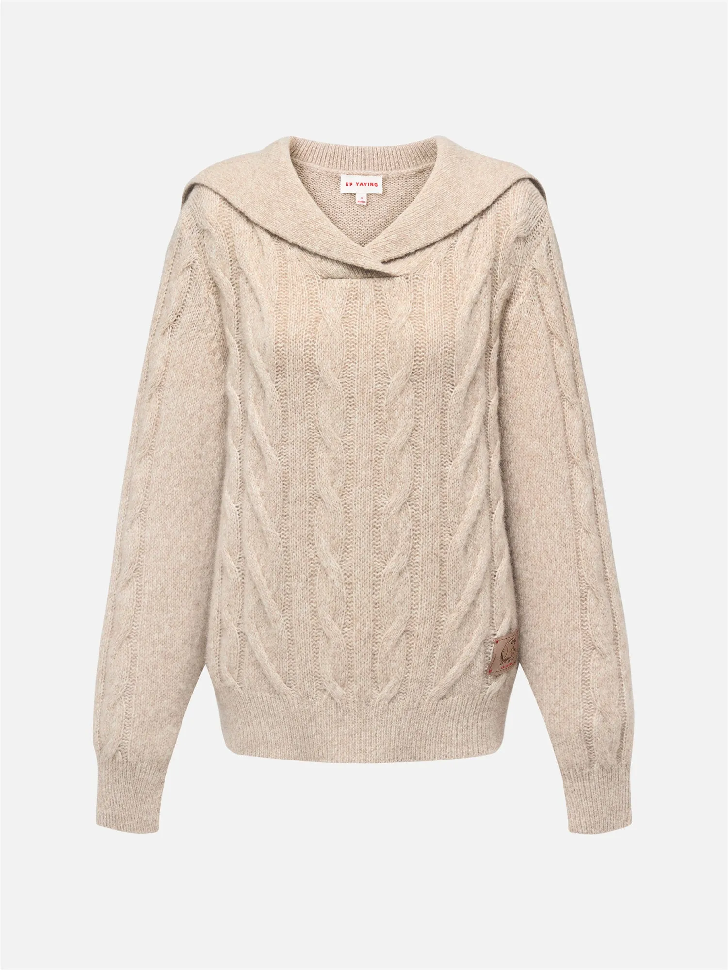 EP YAYING Loose Notched Collar Pullover