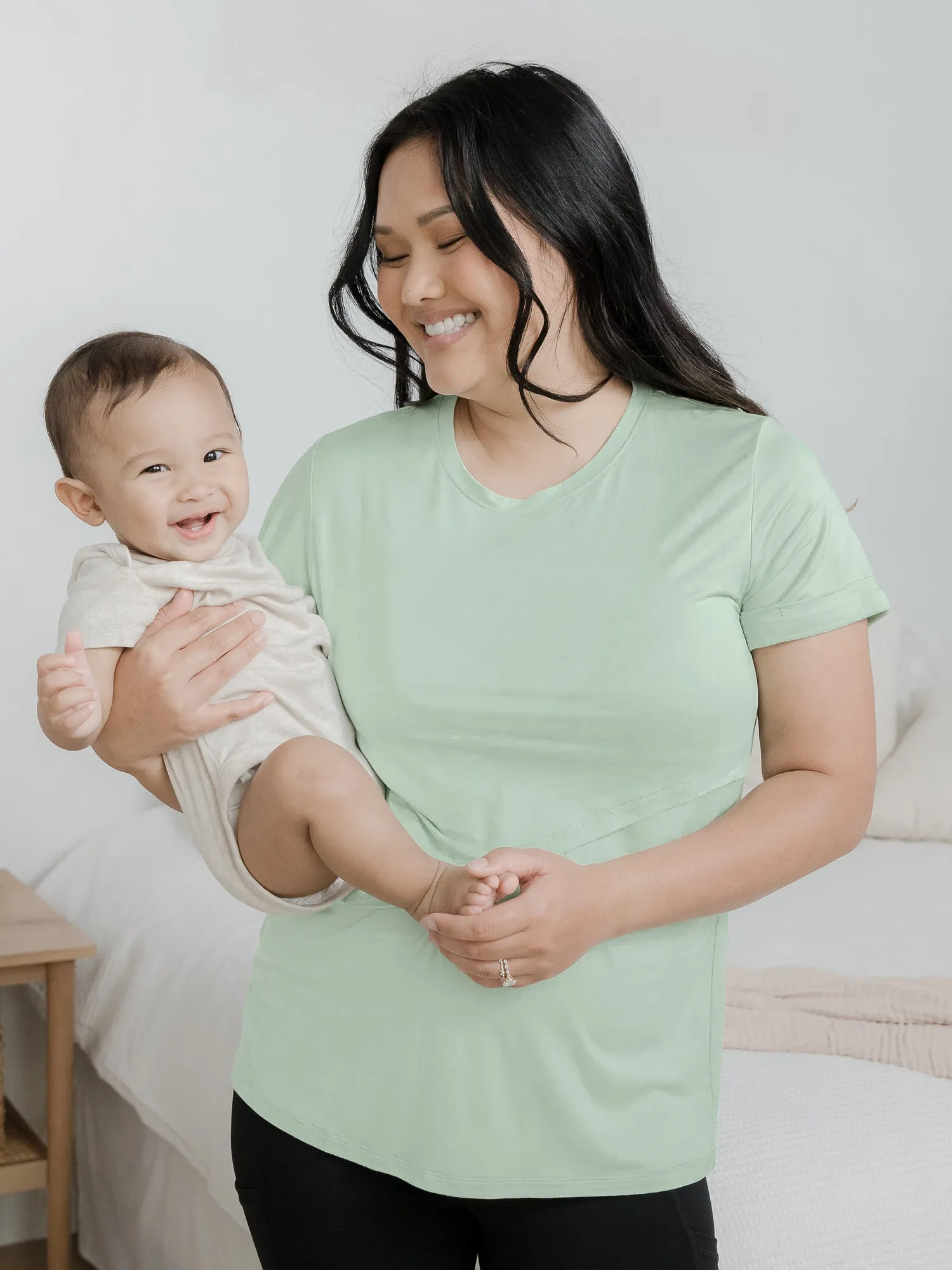 Everyday Asymmetrical Nursing T-shirt | Soft Mint