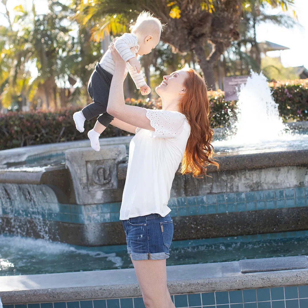 Everyday Eyelet Maternity & Nursing T-shirt | White