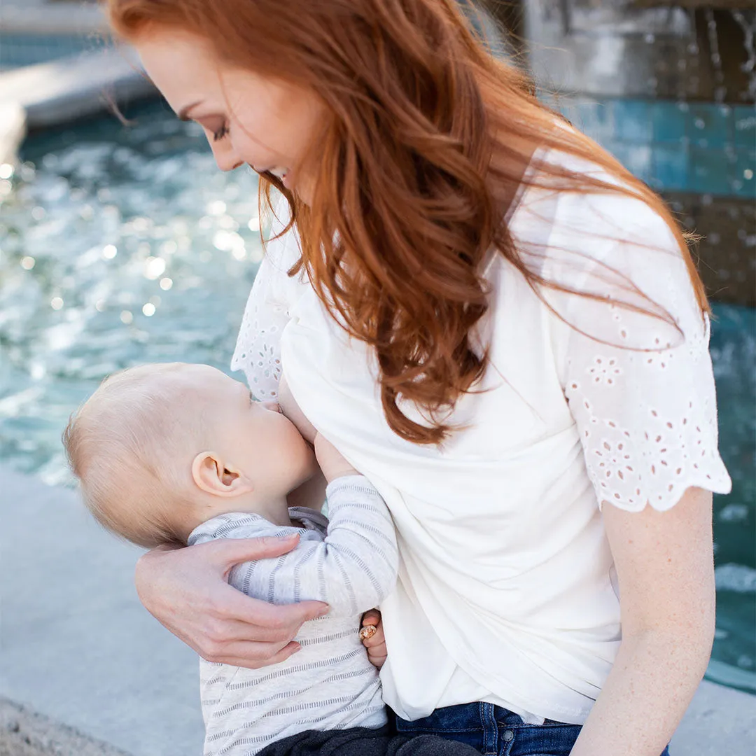 Everyday Eyelet Maternity & Nursing T-shirt | White