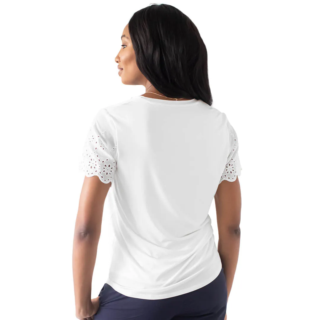 Everyday Eyelet Maternity & Nursing T-shirt | White