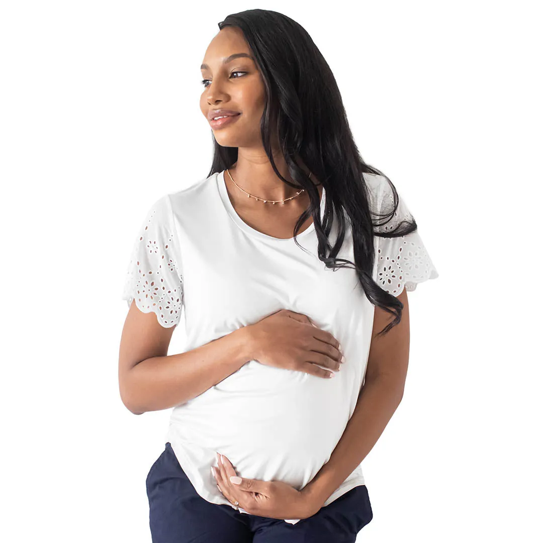 Everyday Eyelet Maternity & Nursing T-shirt | White