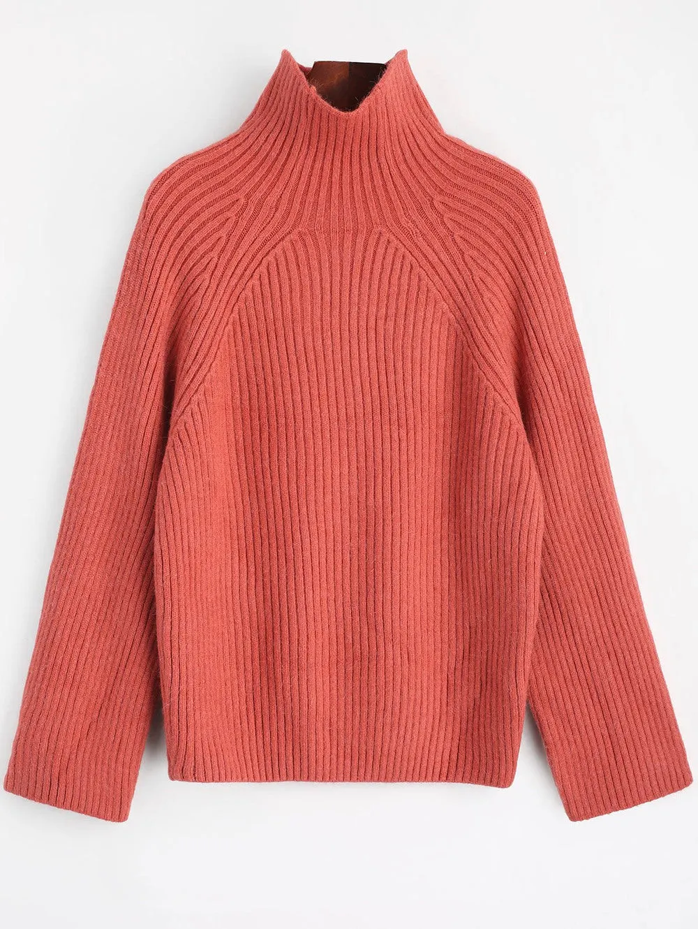 Fashion Plain High Neck Sweater