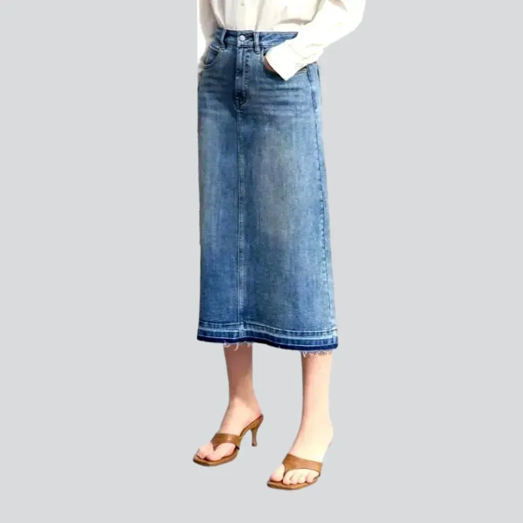 Fashionable maxi high rise jeans skirt