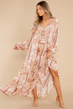 Fields Of Blooms Ivory Multi Print Maxi Dress