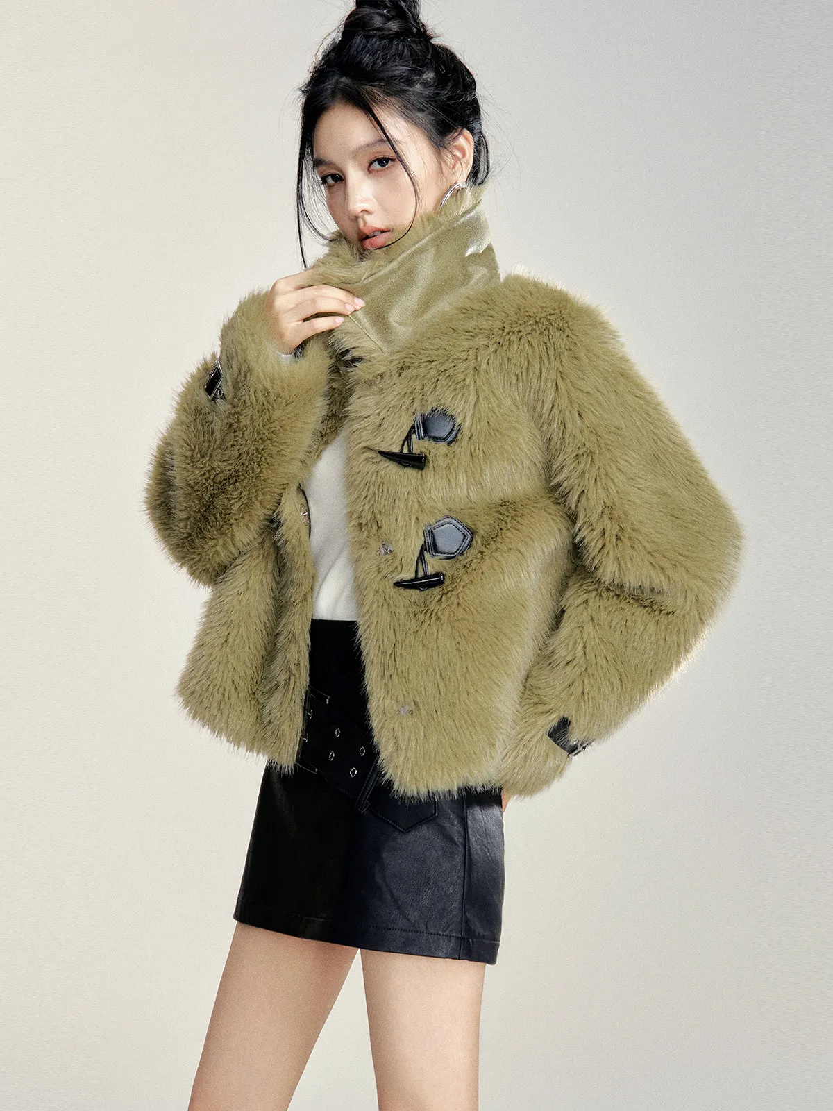 (Final Sale) Vintage Faux Fur Toggle Coat