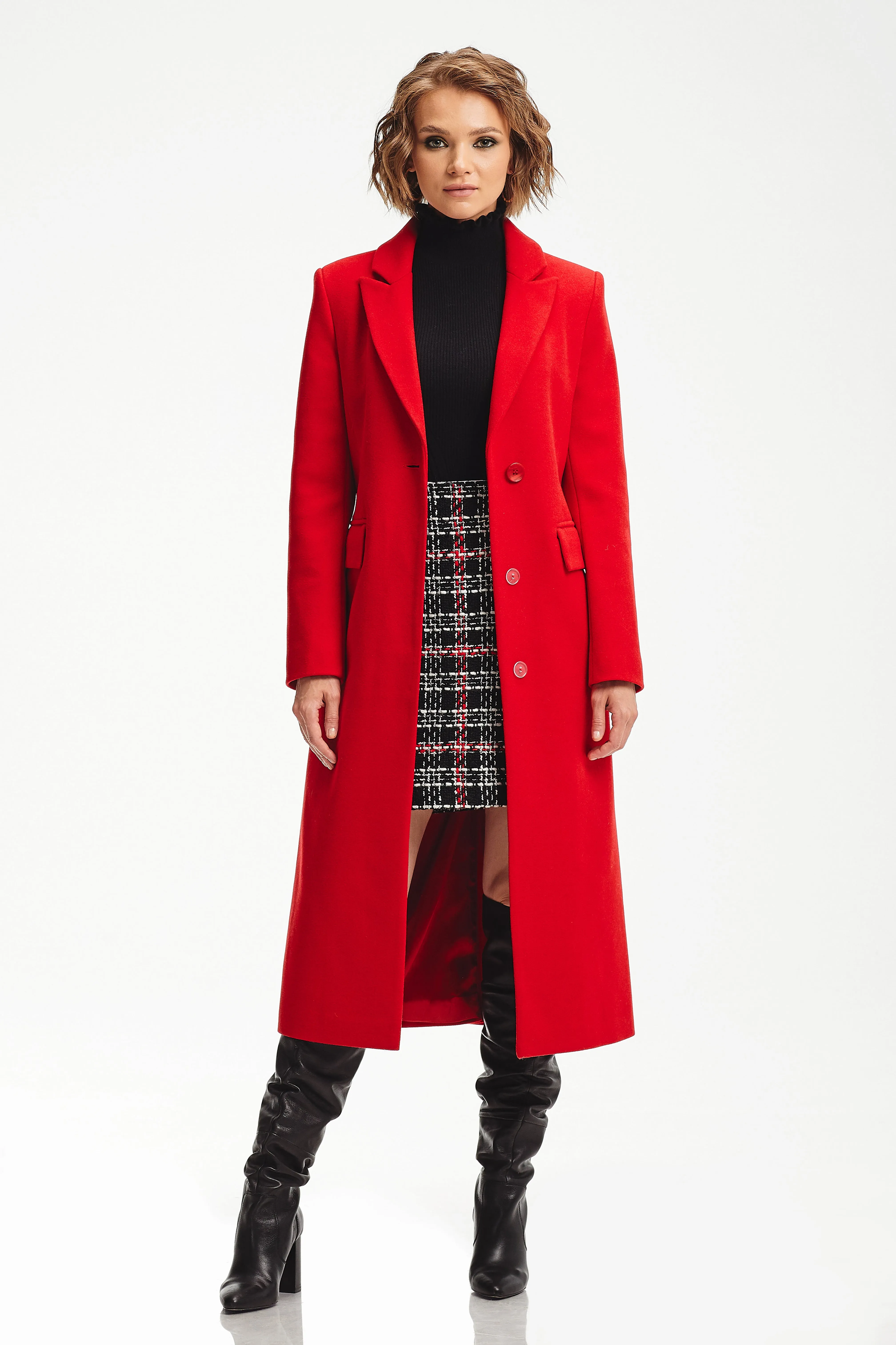 Fitted Tailored Wool Blend Overcoat