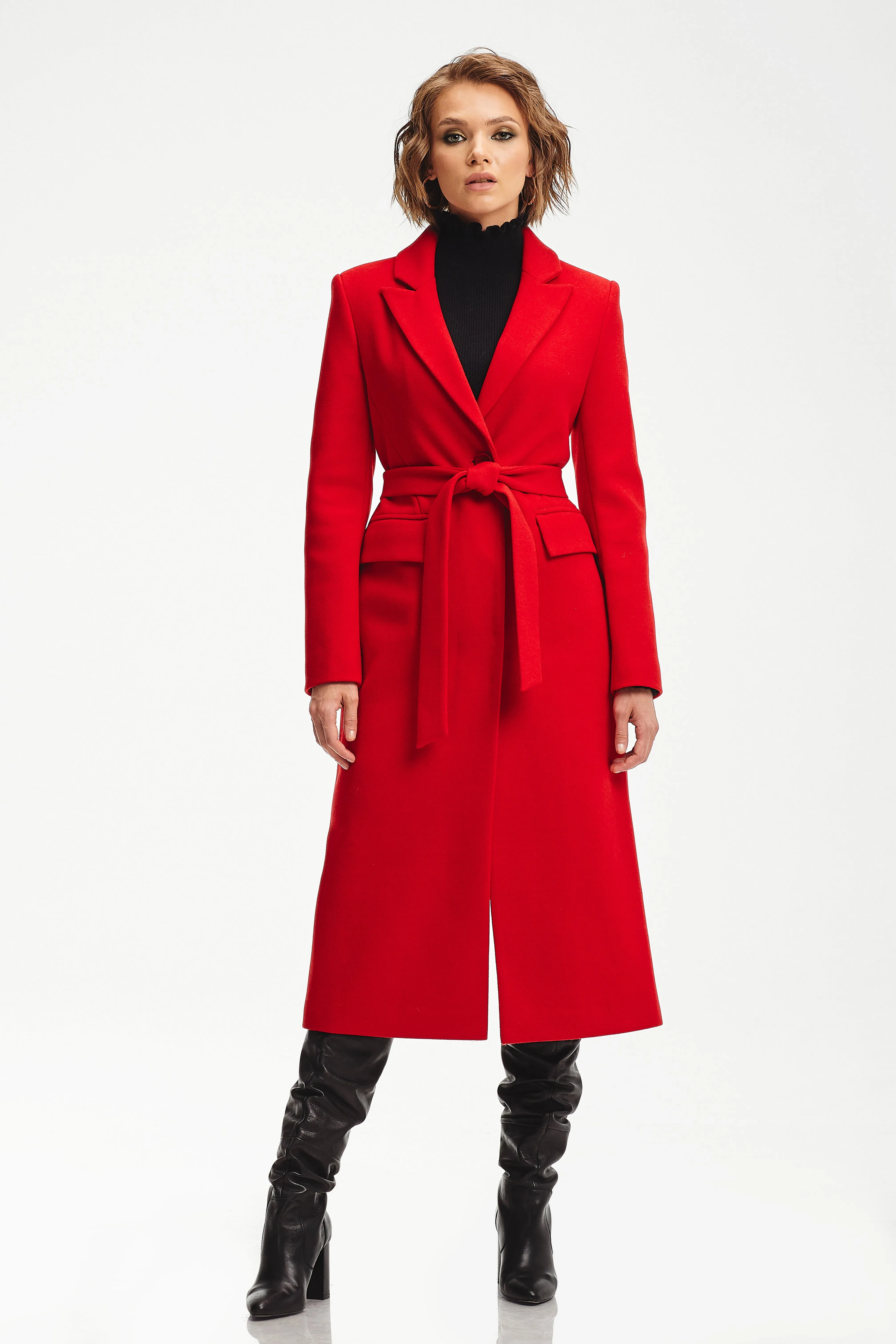 Fitted Tailored Wool Blend Overcoat