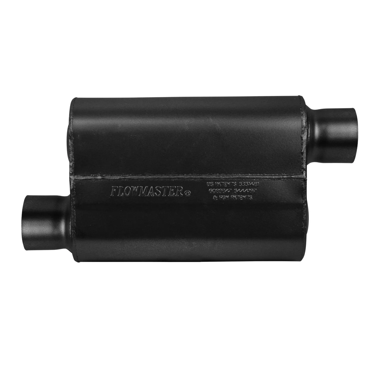 Flowmaster 40 Delta Flow Muffler - 3" Offset Inlet, 3" Offset Outlet - Aggressive Sound - 13.00" x 9.75" x 4.00"